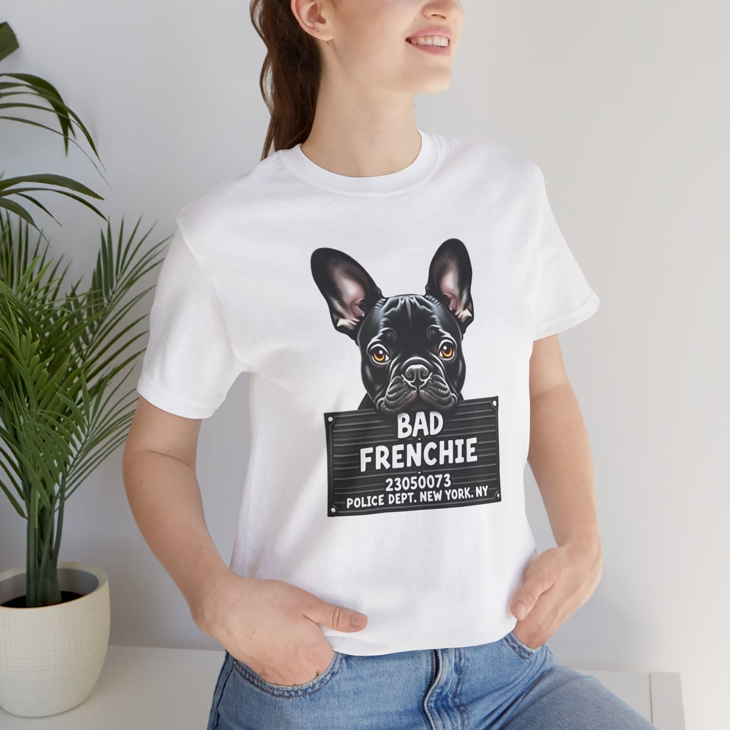 Funny Bad Frenchie Mugshot T-Shirt