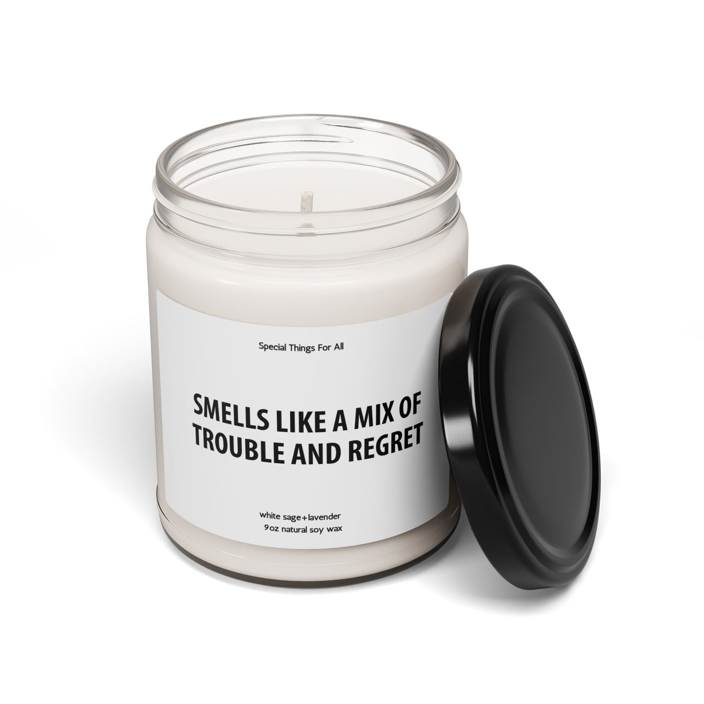 Smells Like A Mix of Trouble and Regret Glass Candle