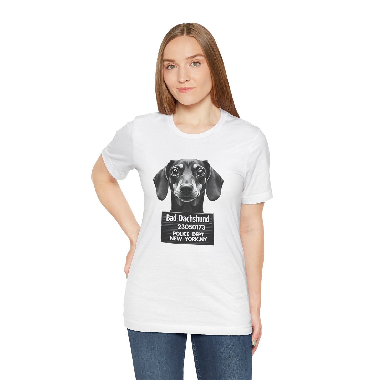 Funny Bad Dachshund Mugshot T-Shirt
