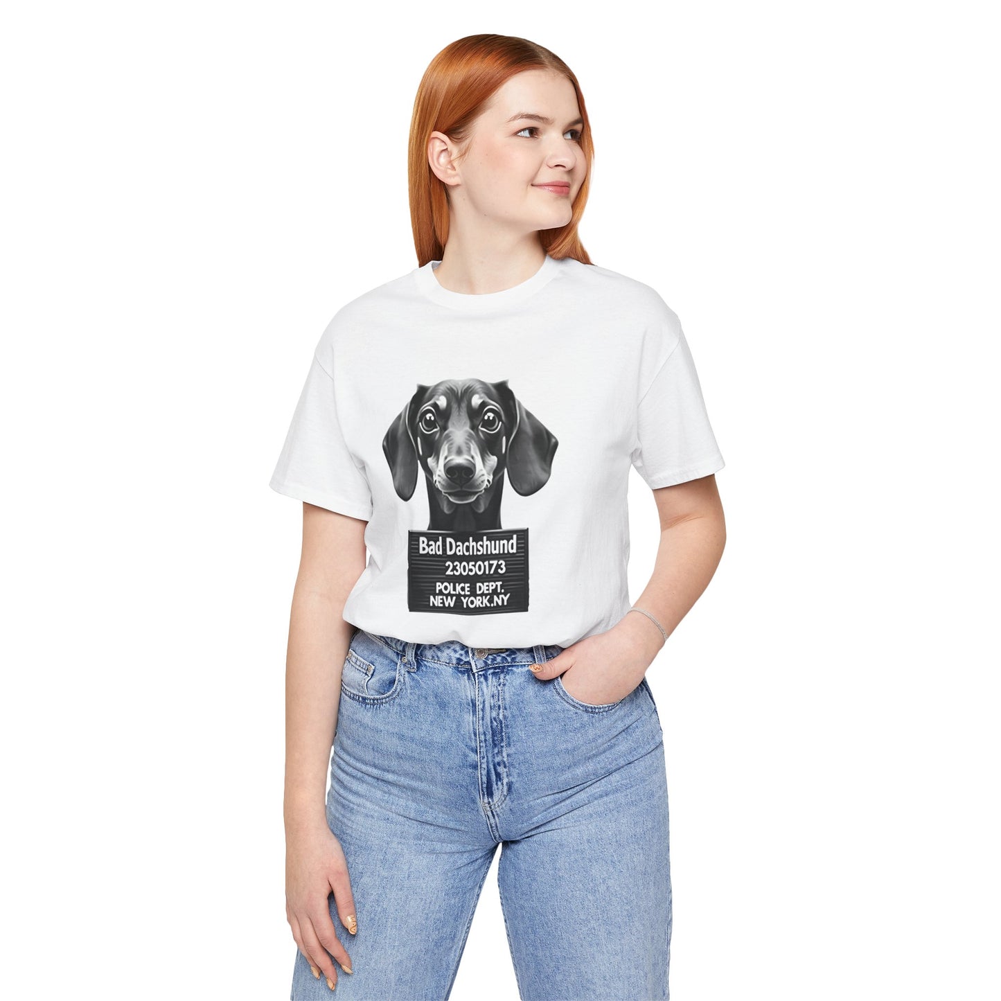 Funny Bad Dachshund Mugshot T-Shirt