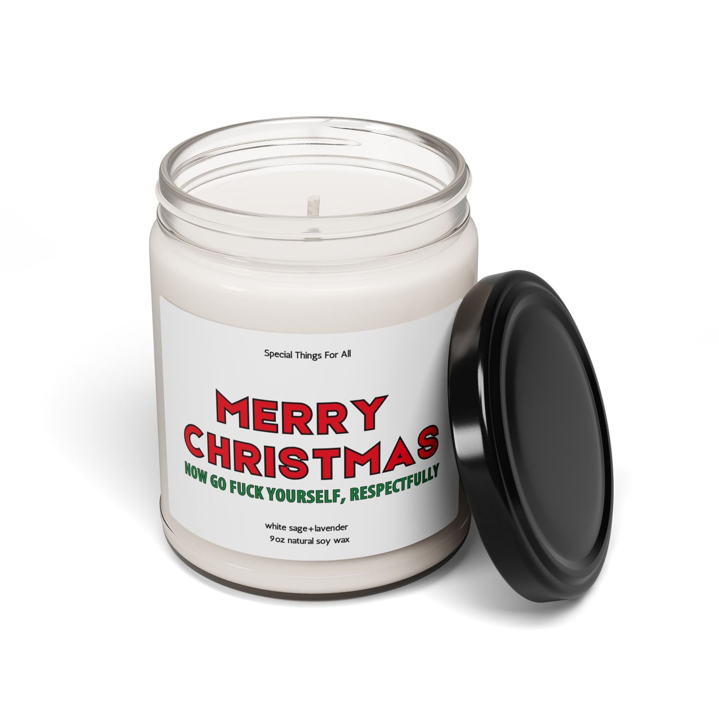 Merry Christmas Now Go Fuck Yourself Respectfully Glass Candle