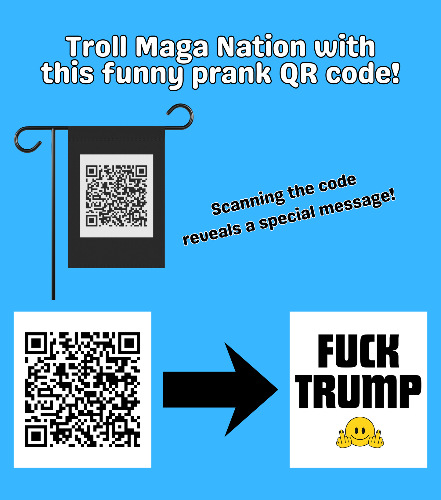 Fuck Trump QR Code Garden or House Flag