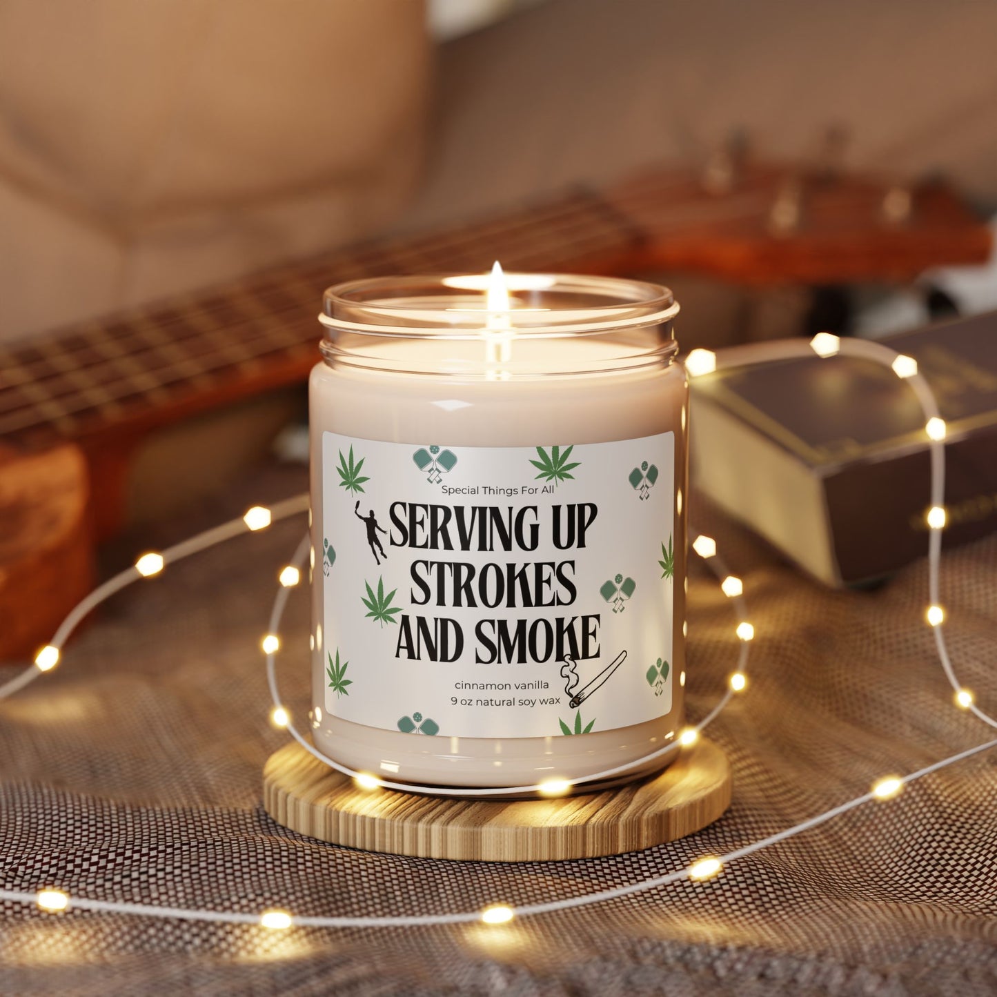 Pickleball and Pot Serving Up Strokes and Smoke Humorous Candle