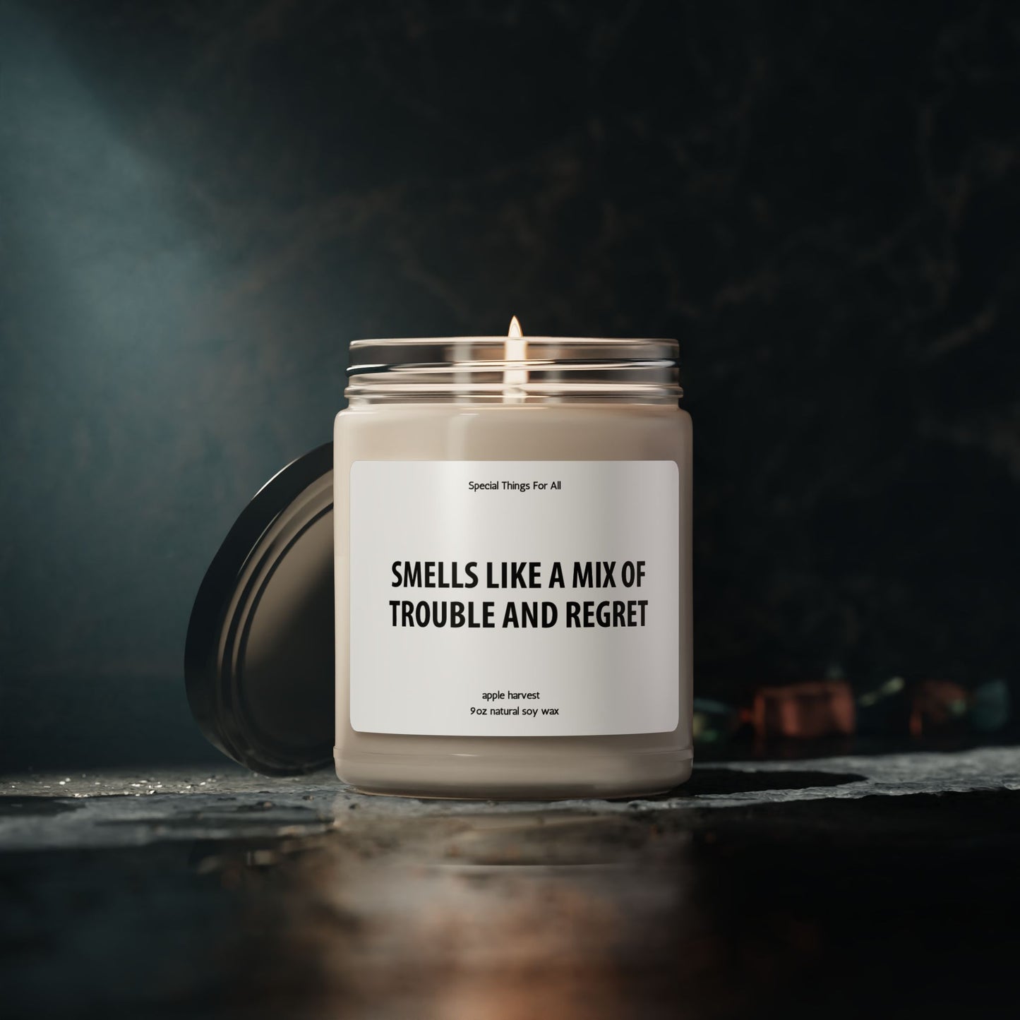 Smells Like A Mix of Trouble and Regret Glass Candle
