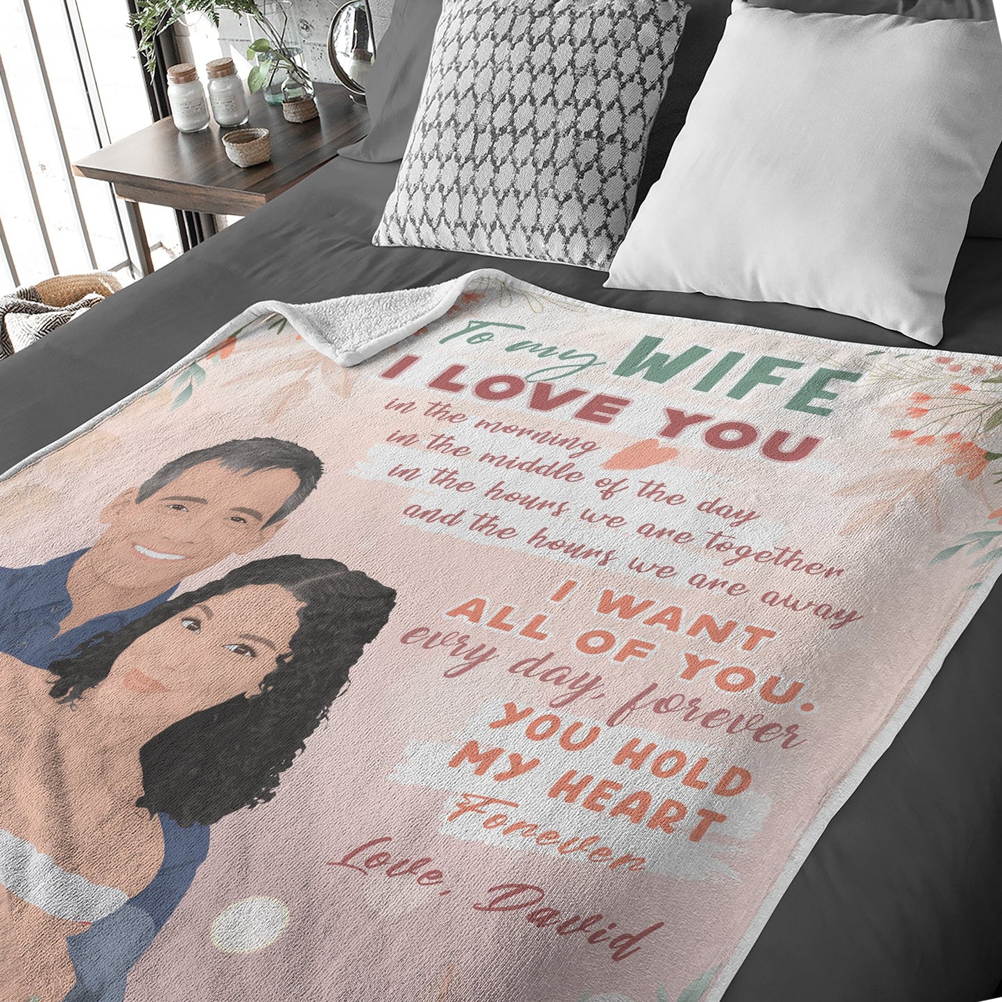 Personalized To My Wife Letter Blanket