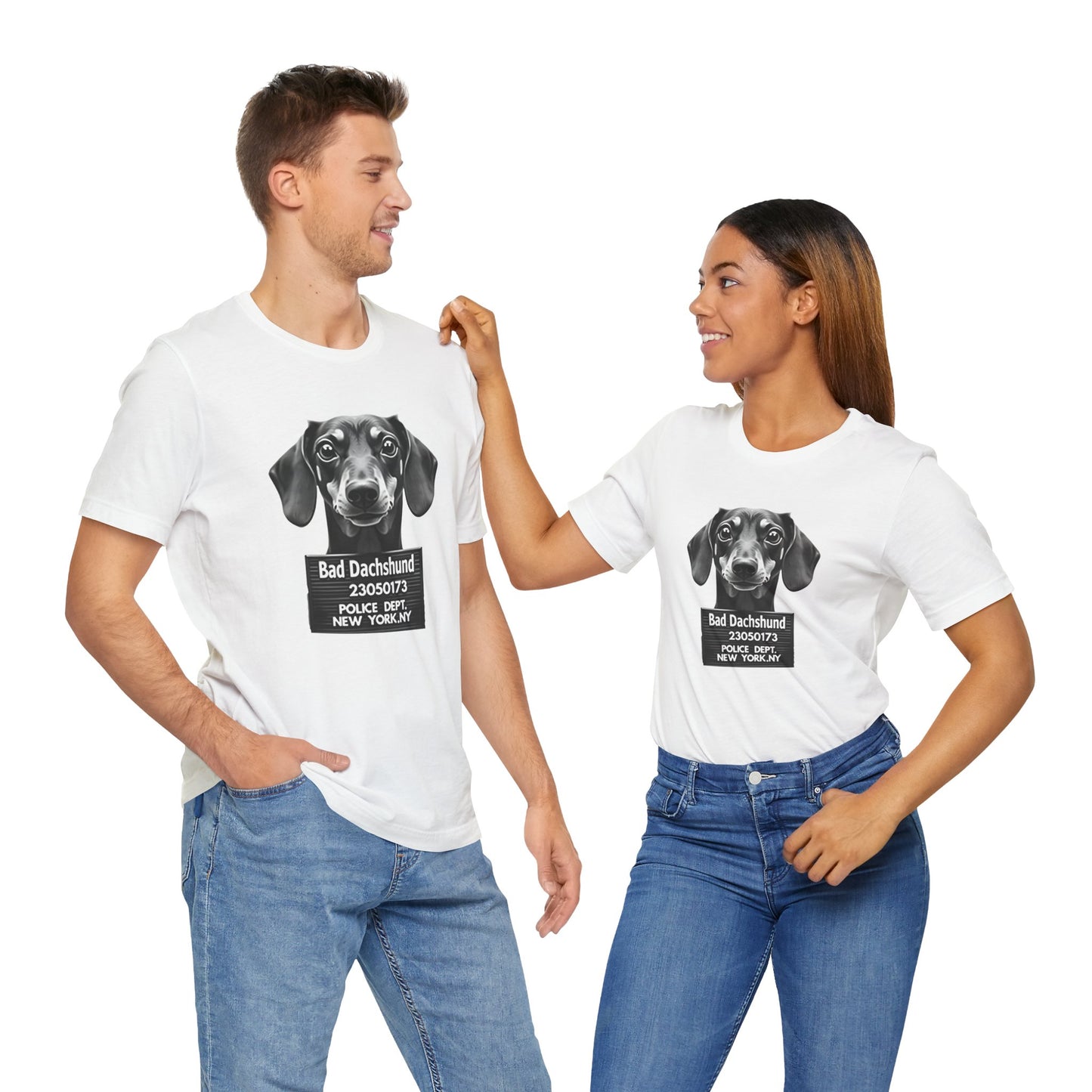 Funny Bad Dachshund Mugshot T-Shirt