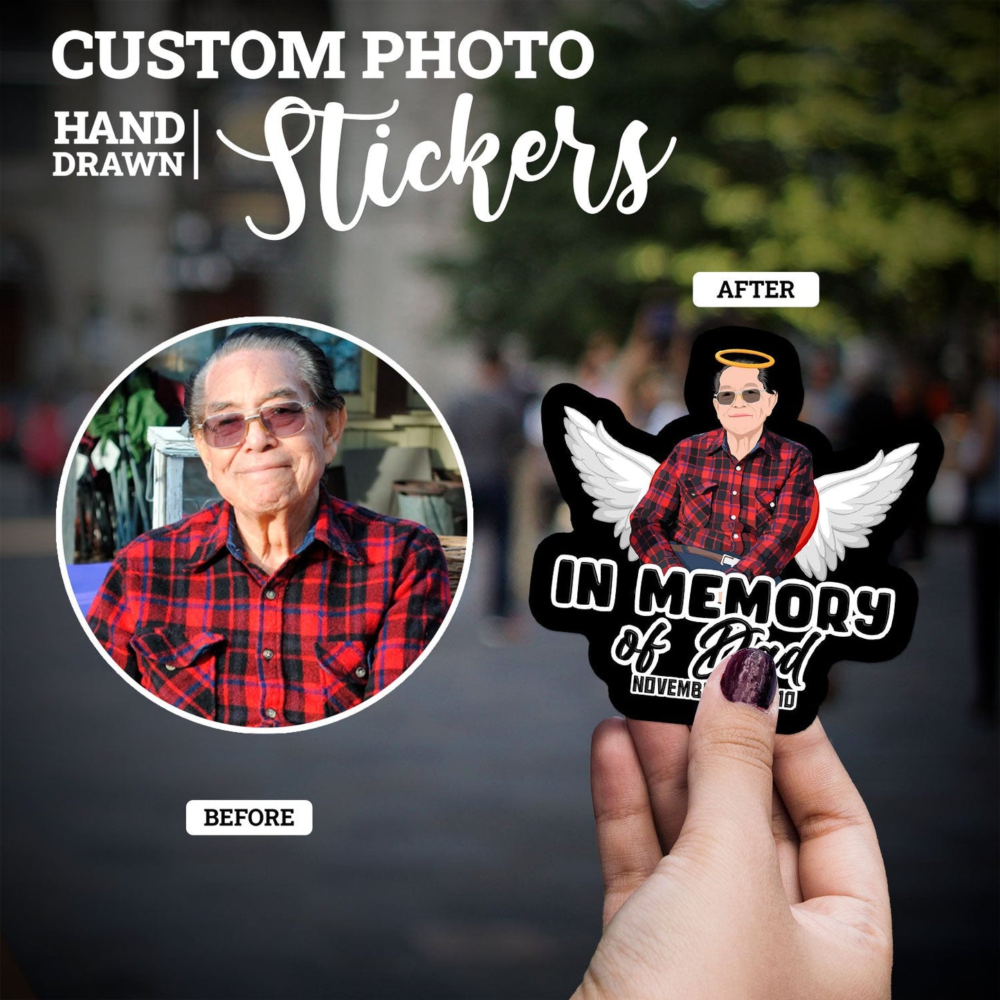 Personalized In Iiving Memory of Dad Stickers