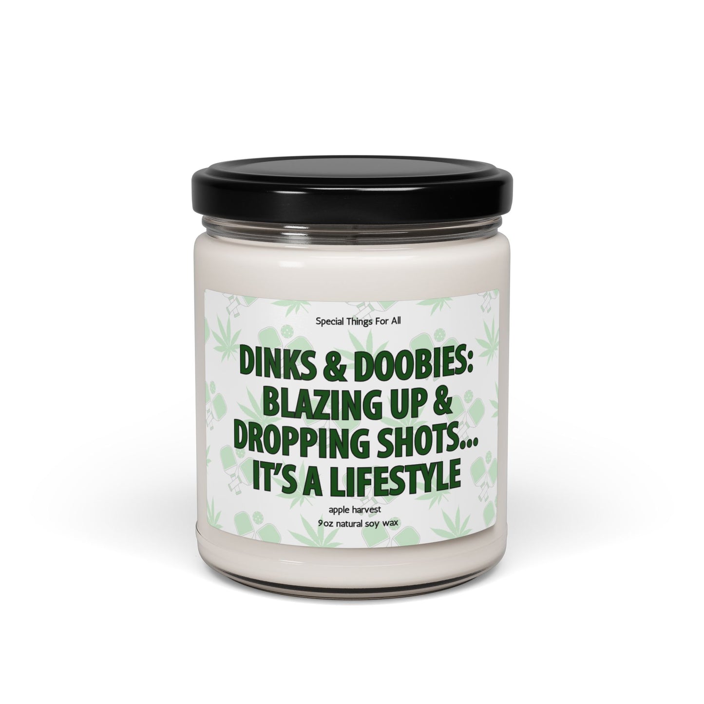 Dinks & Doobies Blazing Up & Dropping Shots Pickleball and Pot Humorous Candle