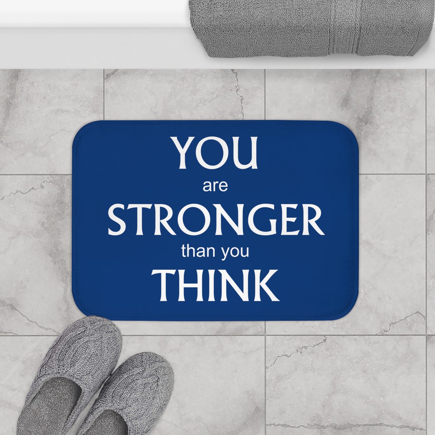 Bath Mat, You Are Strong Memory Foam Microfiber Non Slip Absorbant Shower Mat, Self Esteem Positive Message Rug, Apartment Decor