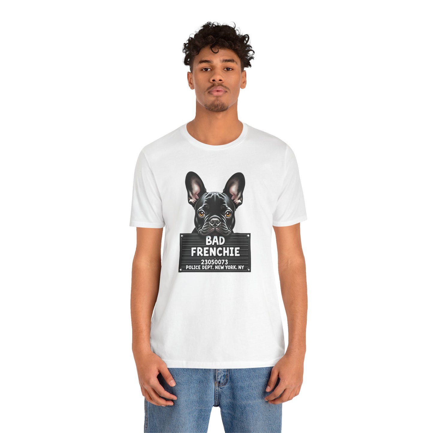 Funny Bad Frenchie Mugshot T-Shirt