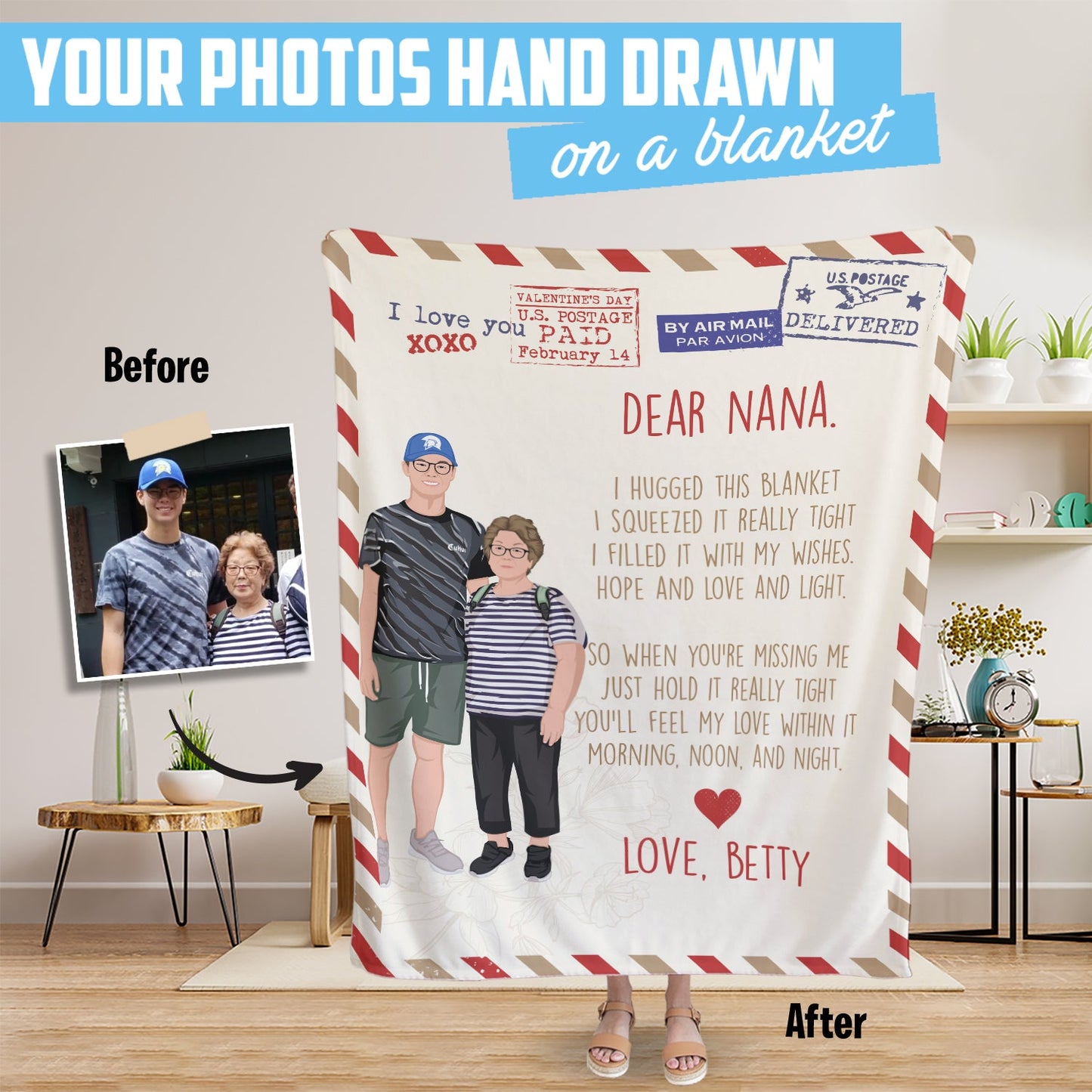 Dear Nana Personalized Letter Blanket