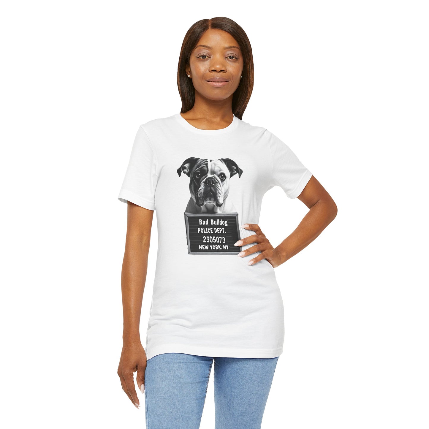 Funny Bad Bulldog Mugshot T-Shirt