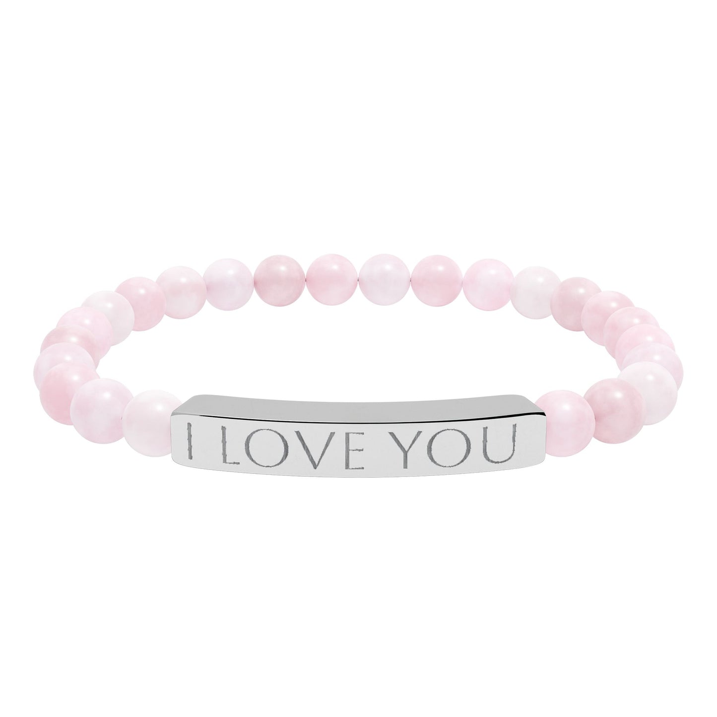 Engraved Natural Stone Stretch Bracelet Personalized Jewelry Gift