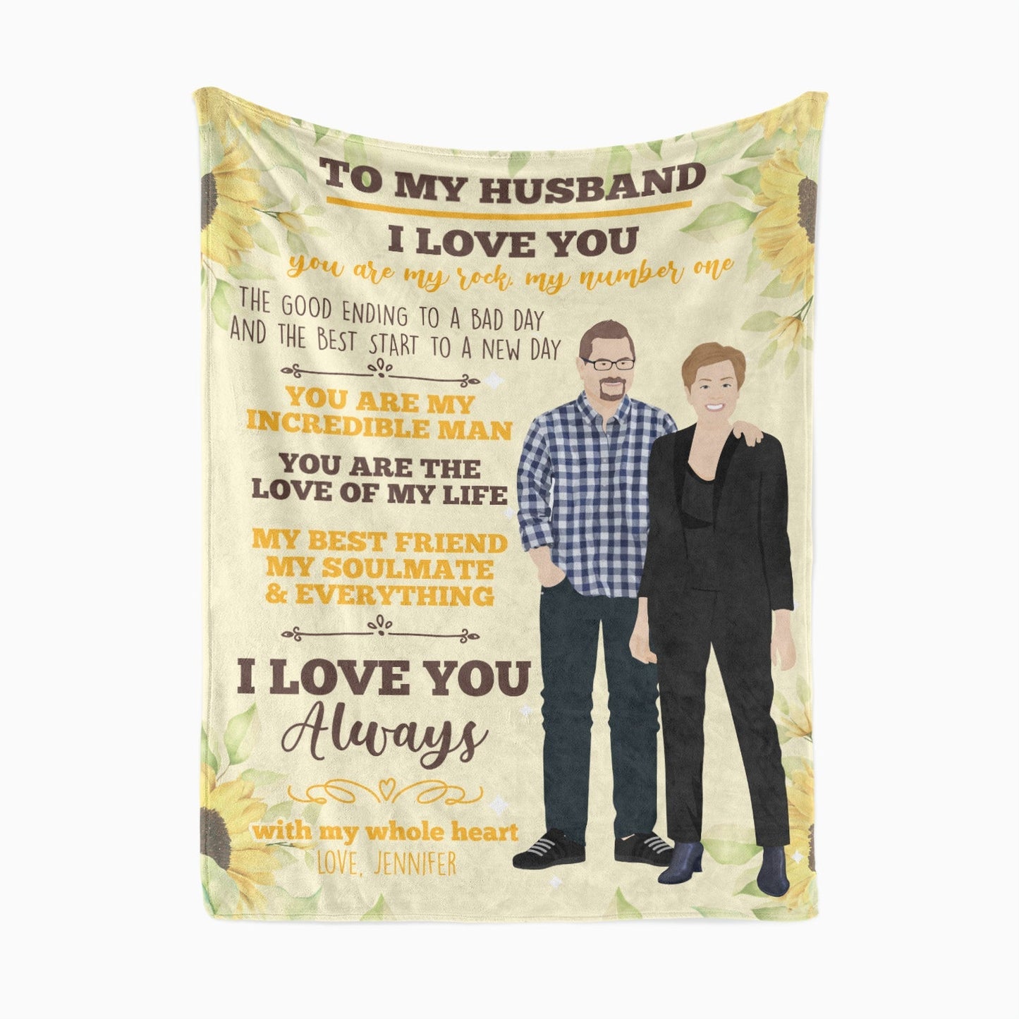 Custom Name Blanket Personalized To My Husband with photo for Valentine's Day