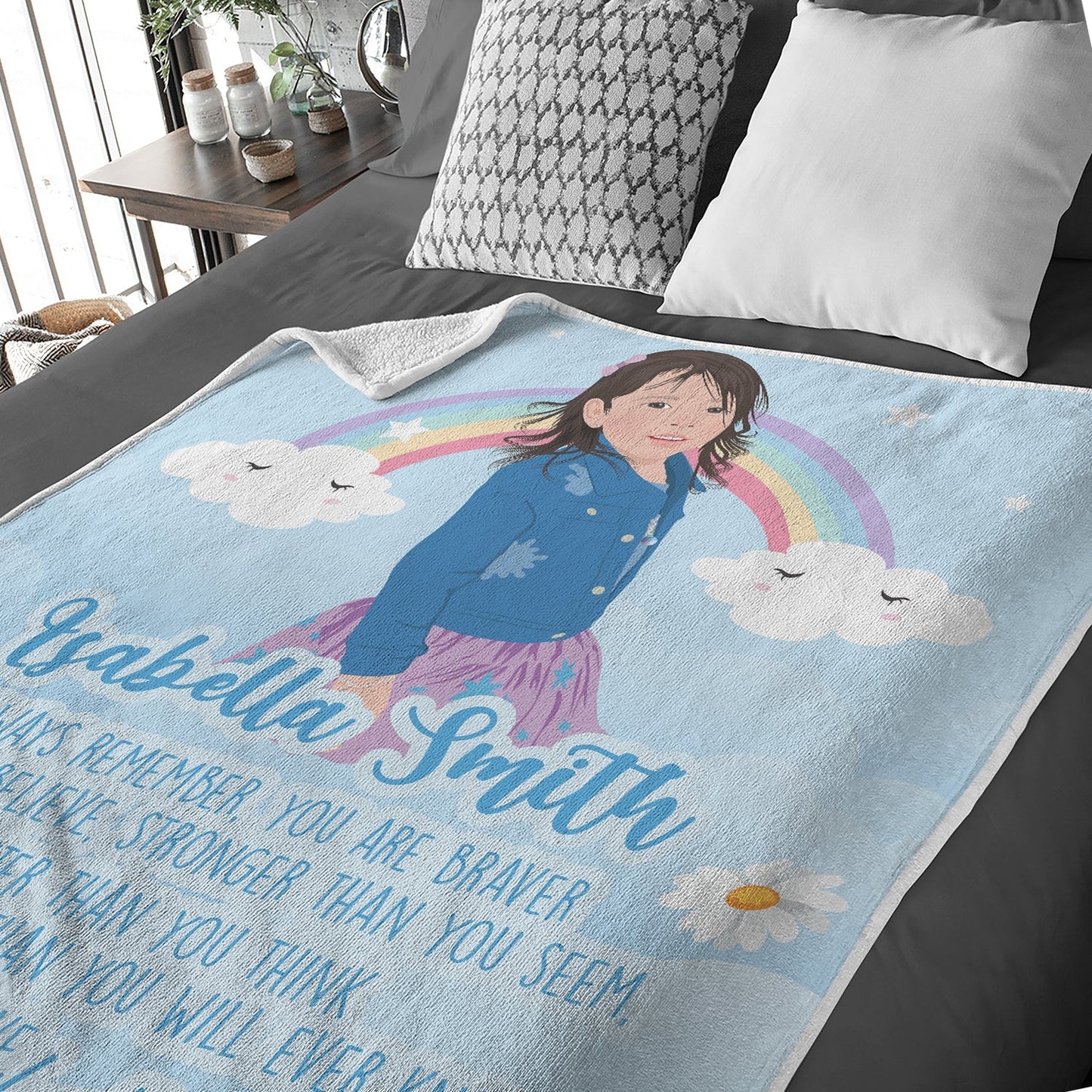 Custom Blanket To My Granddaughter Personalized Hand Drawn Throw from photo for Valentine's Day