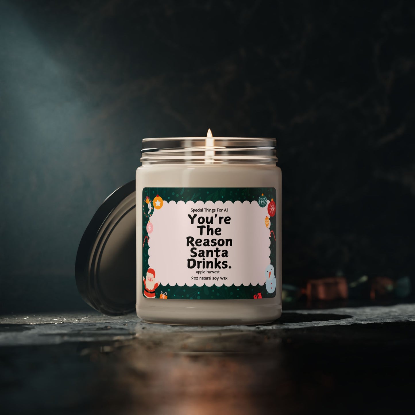You're The Reason Santa Drinks Glass Candle