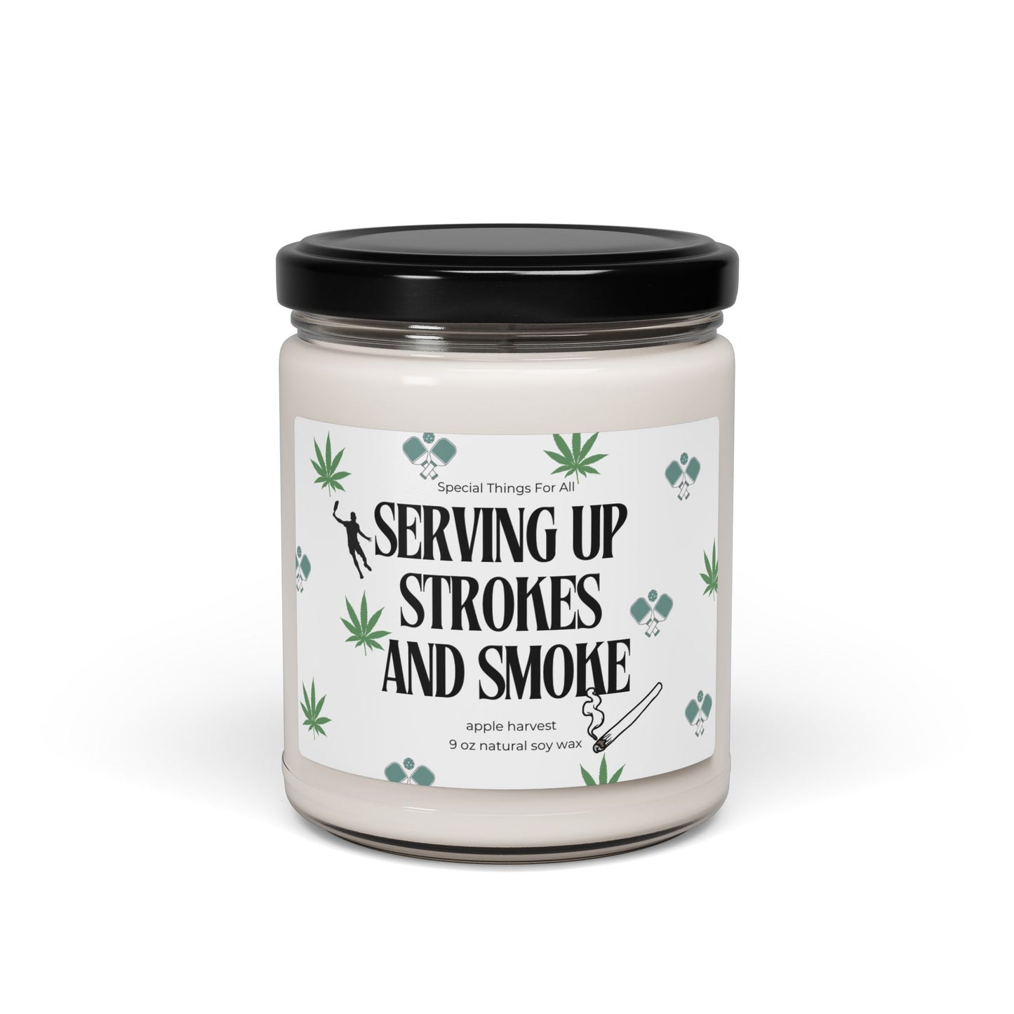 Pickleball and Pot Serving Up Strokes and Smoke Humorous Candle