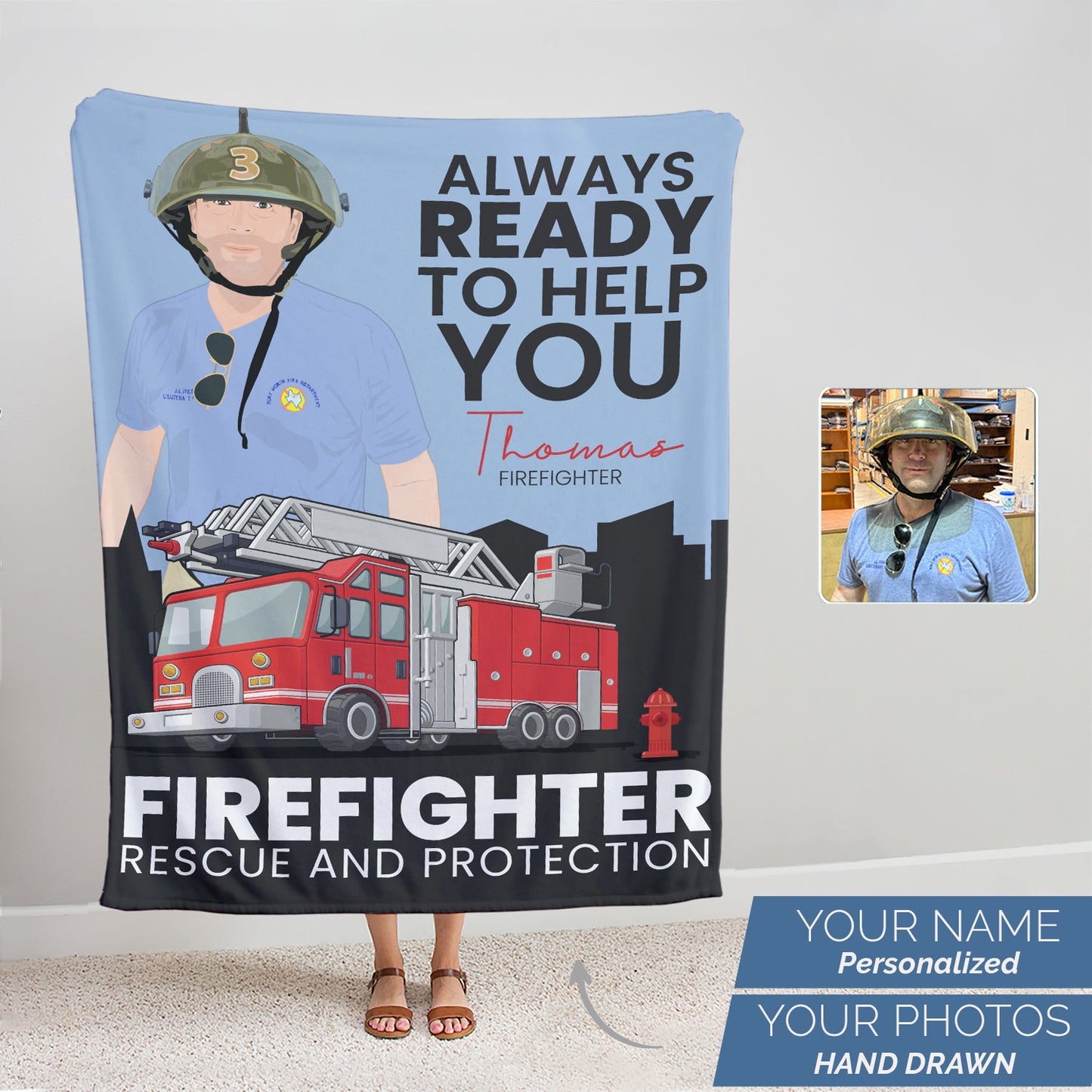 Personalized Firefighter Rescue and Protection Blanket