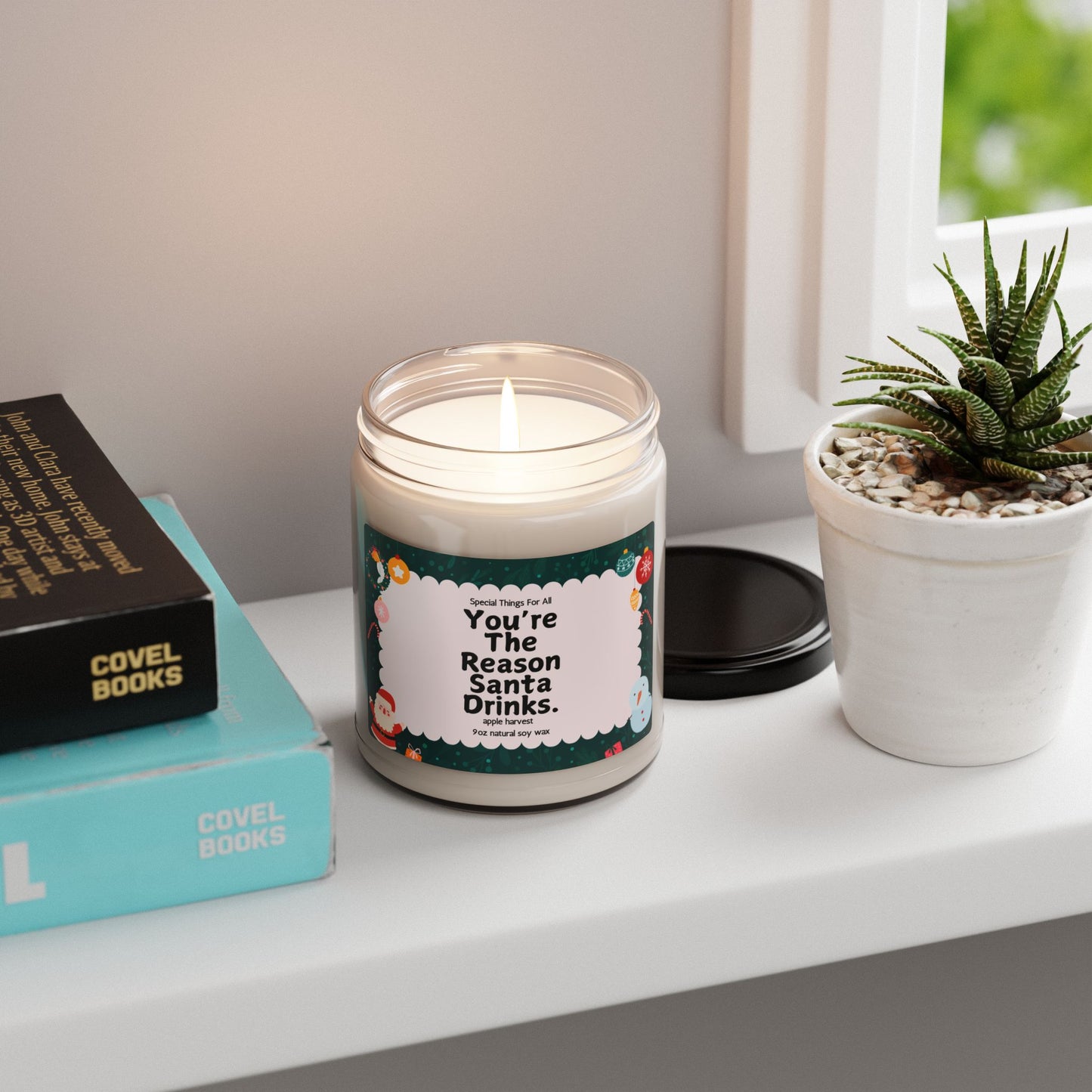 You're The Reason Santa Drinks Glass Candle