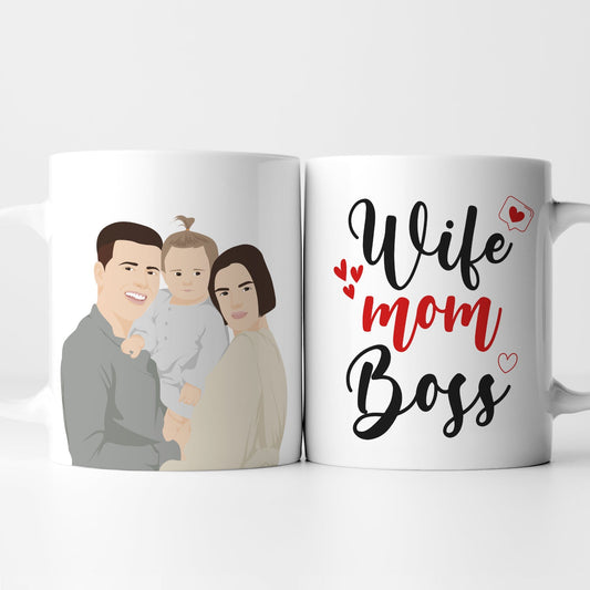 Personalized Wife Mom Boss Coffee Mug