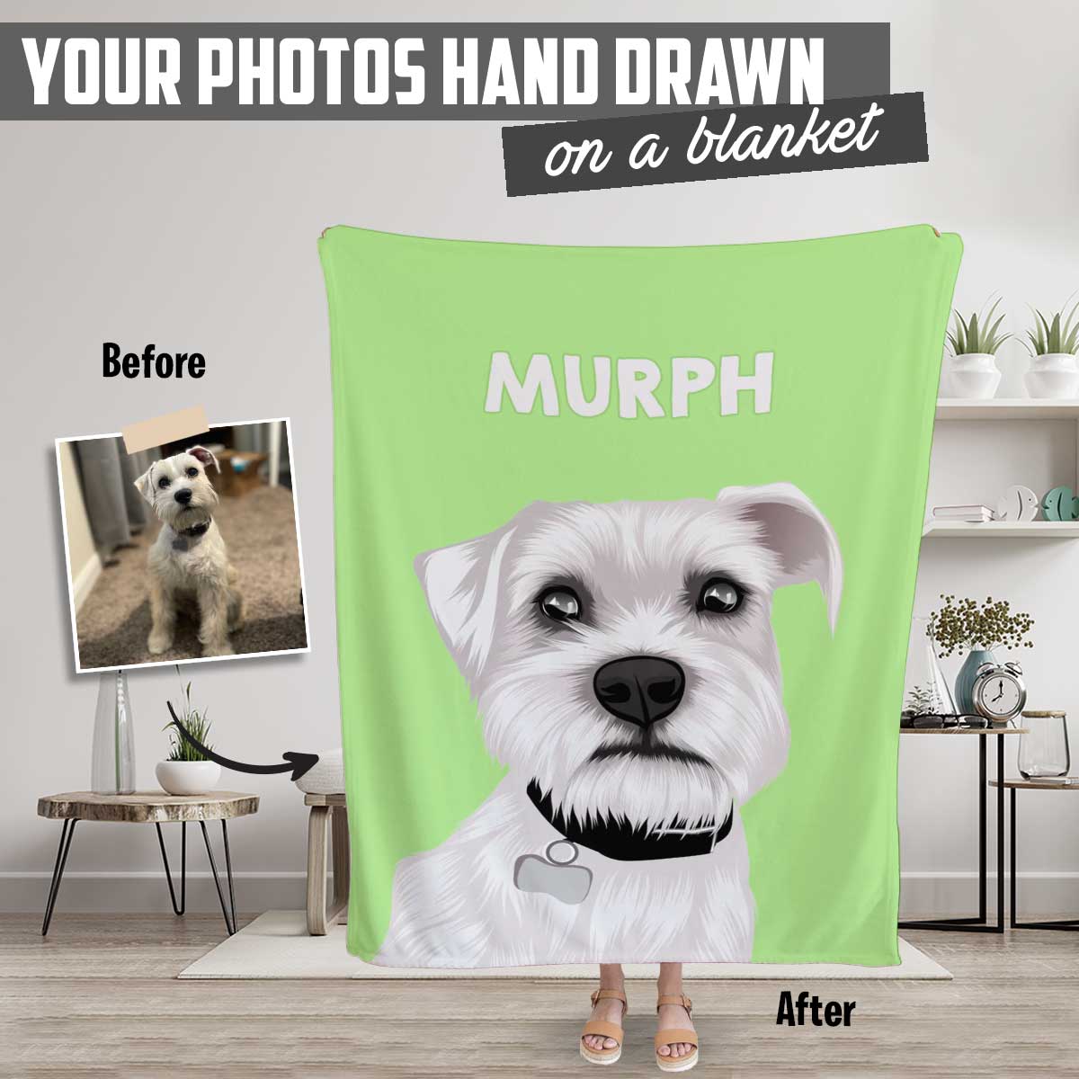 Custom Dog Portrait Blanket