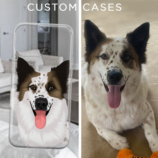 Custom Dog Drawing Clear Phone Case