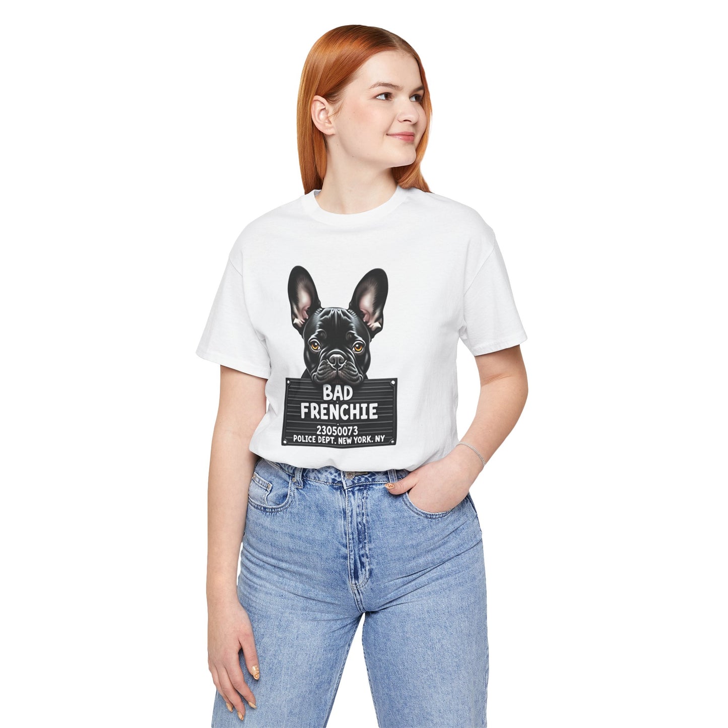 Funny Bad Frenchie Mugshot T-Shirt