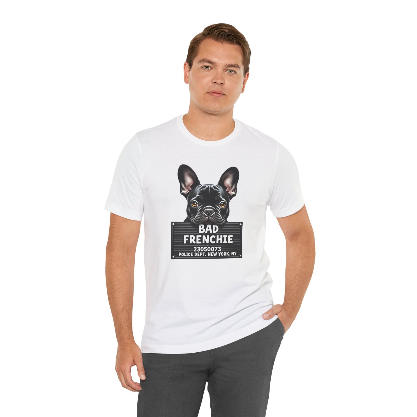 Funny Bad Frenchie Mugshot T-Shirt
