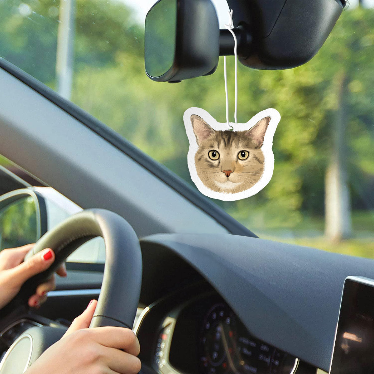 Custom Cat Air Freshener Hand Drawn from Photo, Personalized Hanging Cat Portrait Car Air Freshener Picture