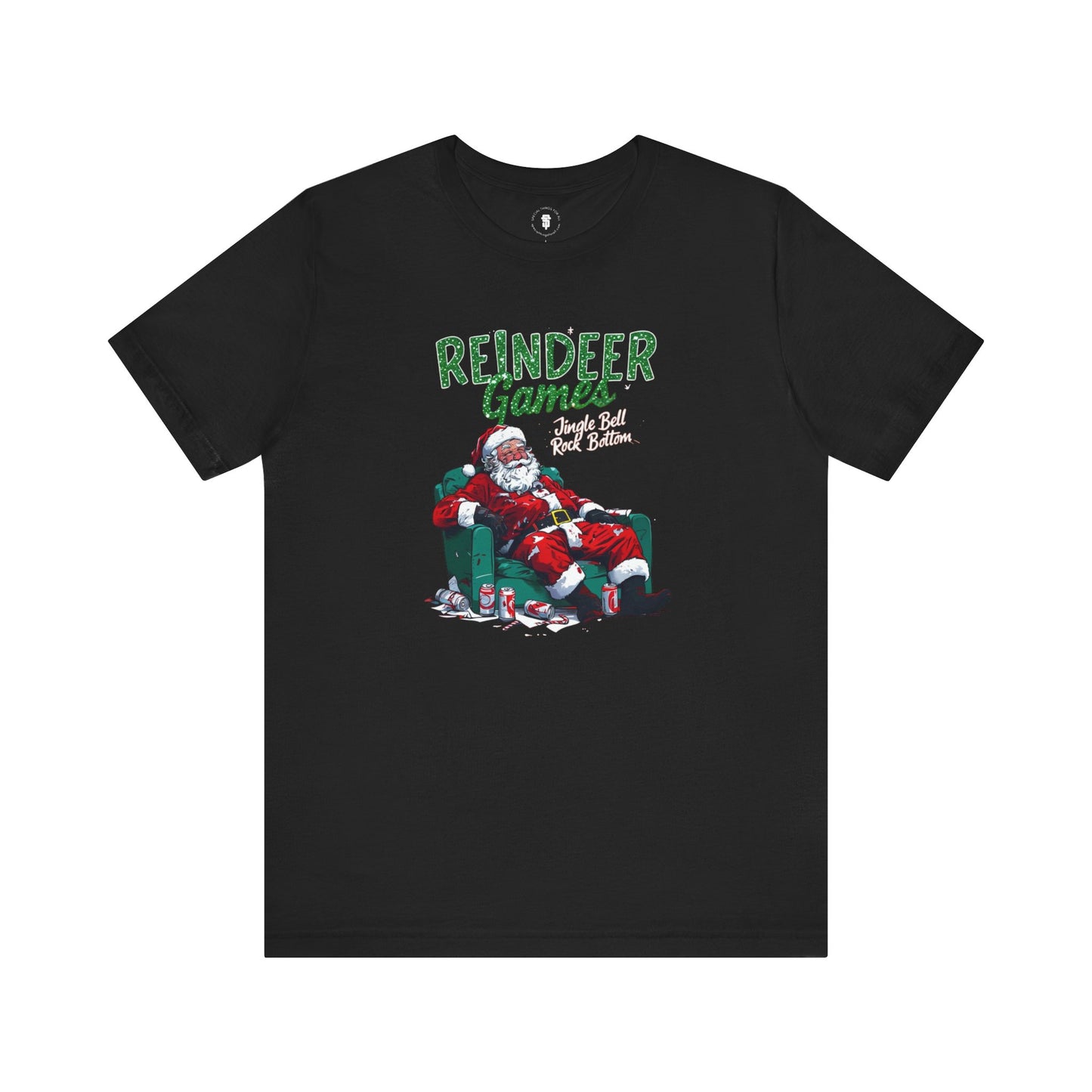 Drunken Santa Claus Reindeer Games Jingle Bell Rock Bottom Funny Christmas T-Shirt