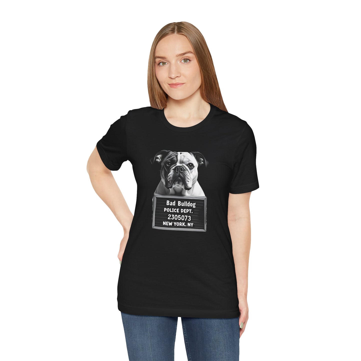 Funny Bad Bulldog Mugshot T-Shirt