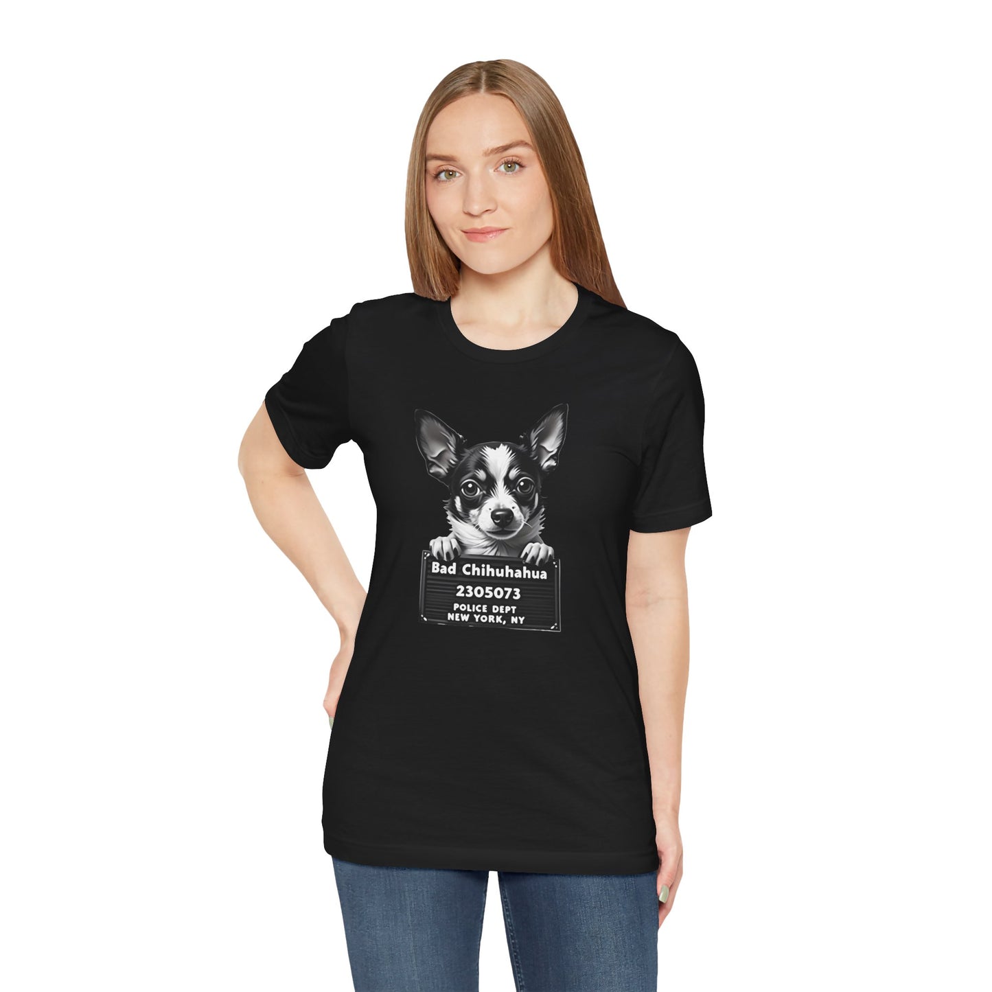 Funny Bad Chihuahua Mugshot T-Shirt
