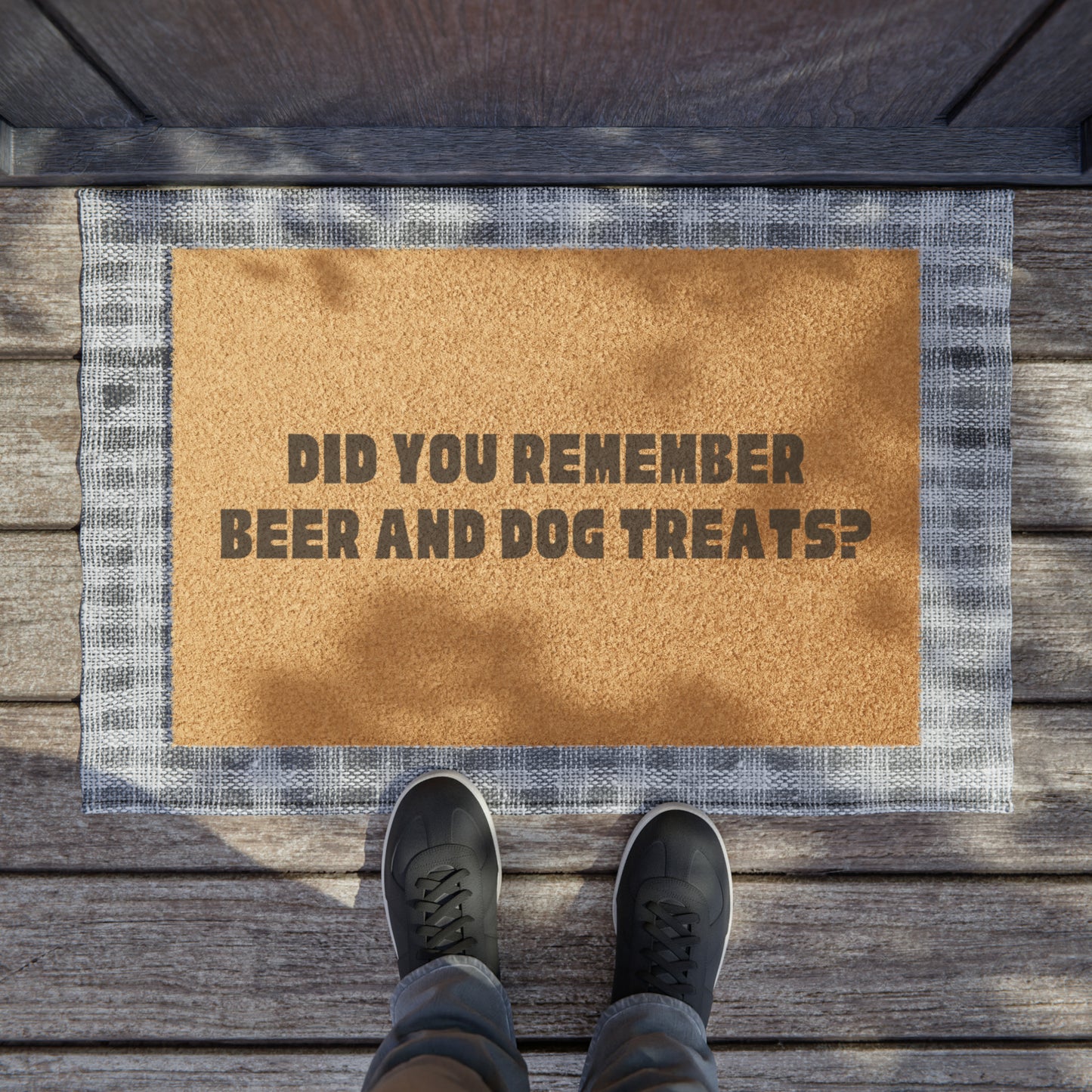 Welcome Doormat for Front or Back Door, Dogs and Beer