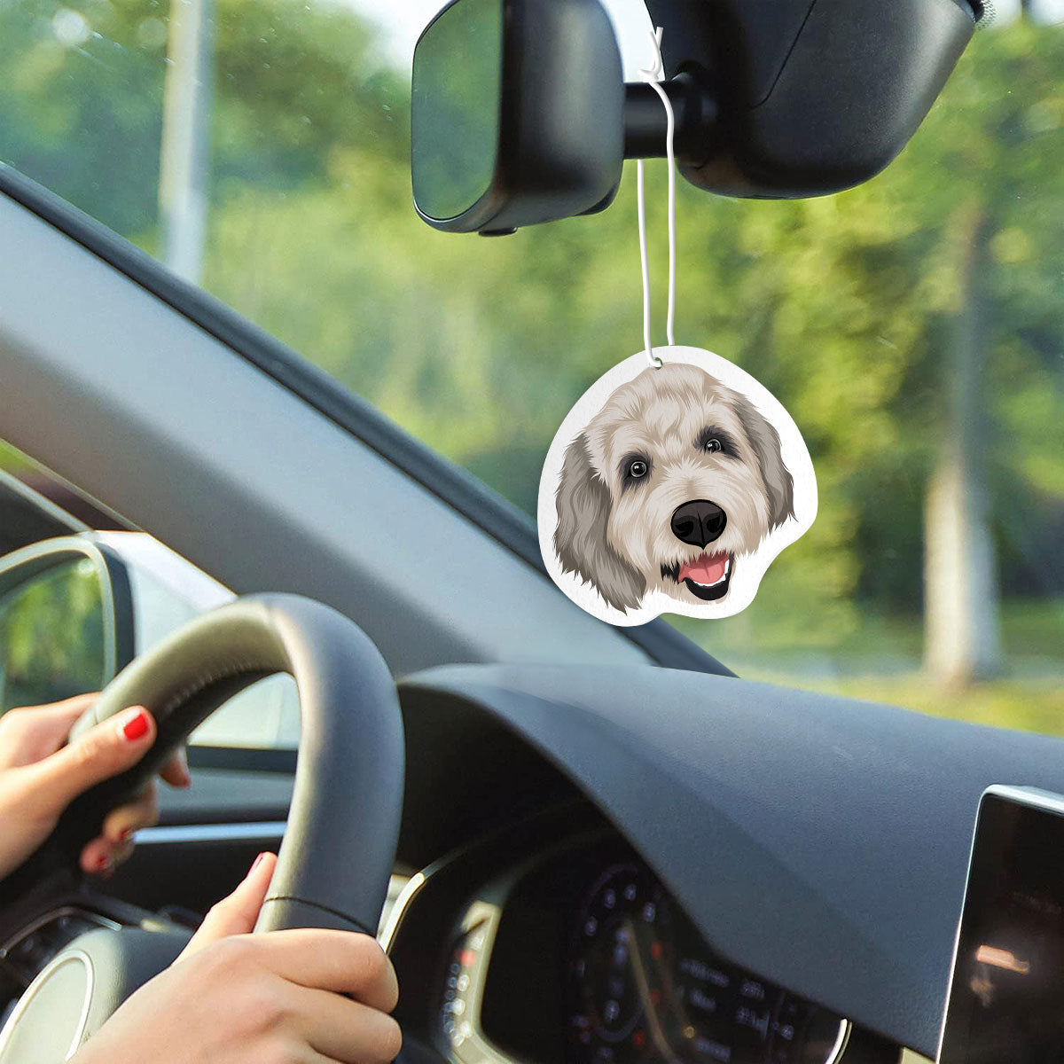 Custom Dog Air Freshener Hand Drawn from Photo, Personalized Hanging Dog Portrait Car Air Freshener Picture