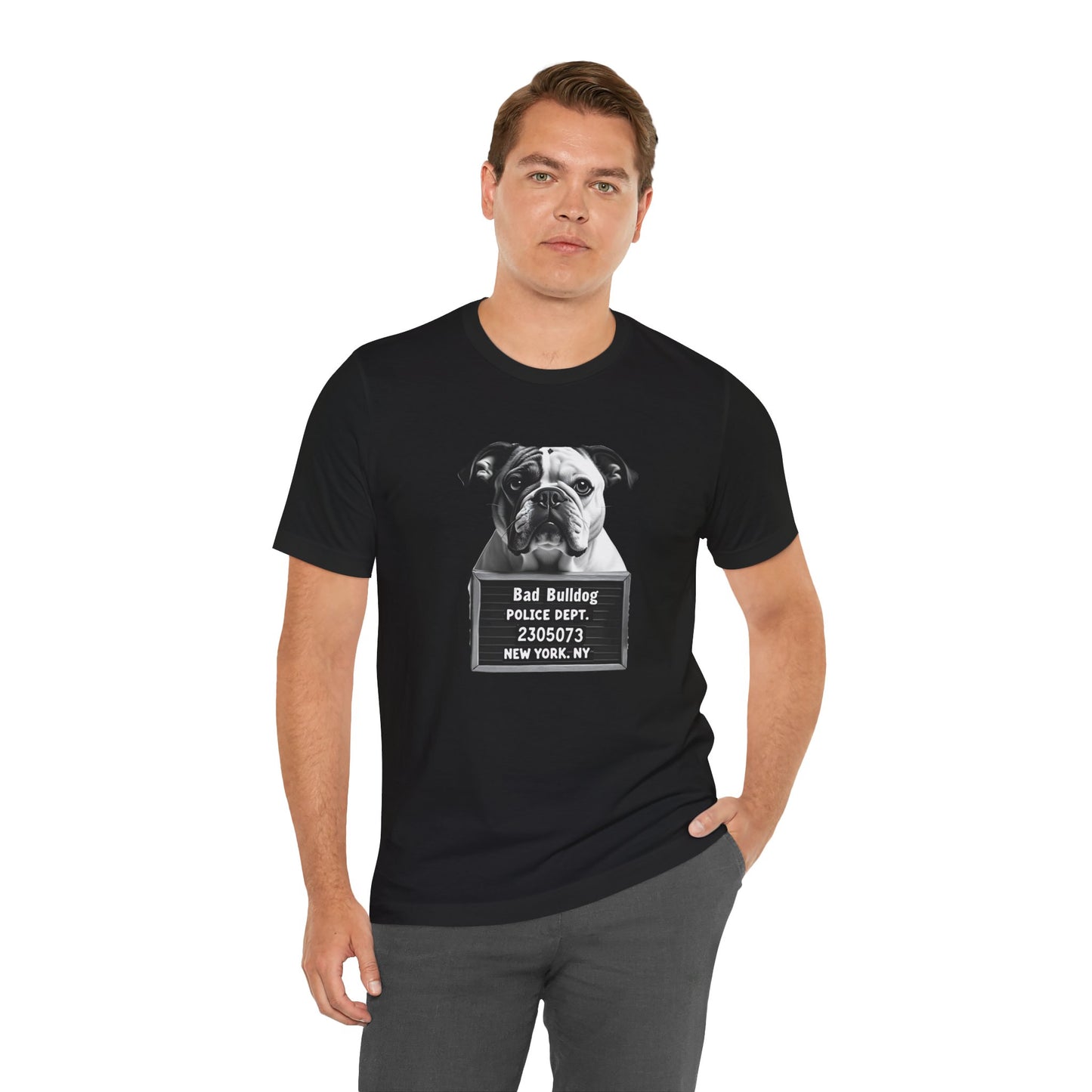 Funny Bad Bulldog Mugshot T-Shirt