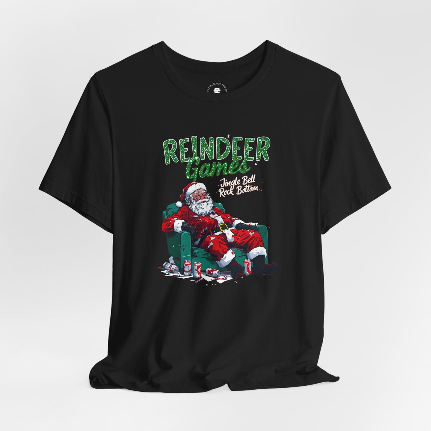 Drunken Santa Claus Reindeer Games Jingle Bell Rock Bottom Funny Christmas T-Shirt