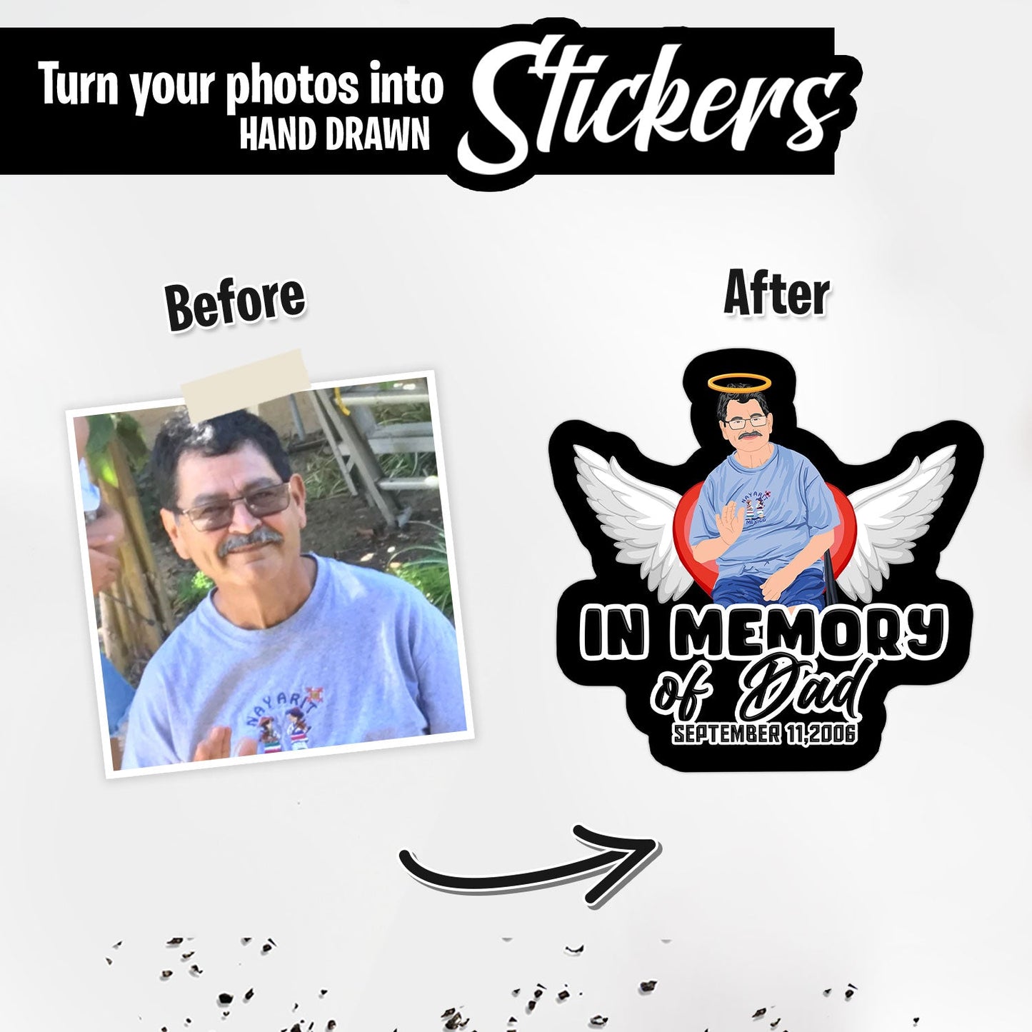 Personalized In Iiving Memory of Dad Stickers