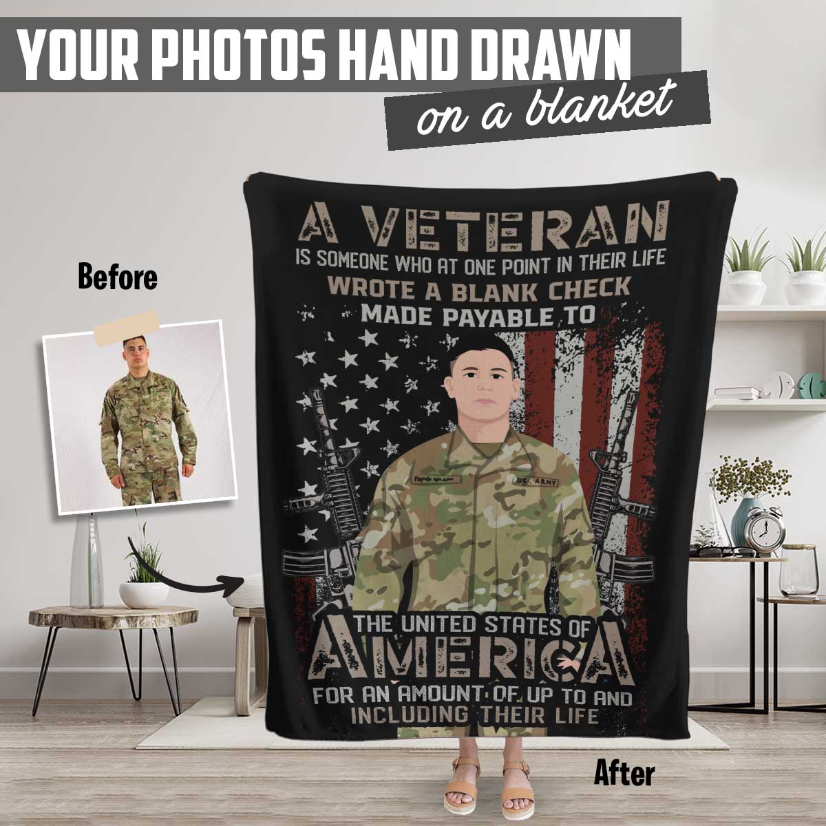 Personalized Veteran Blanket