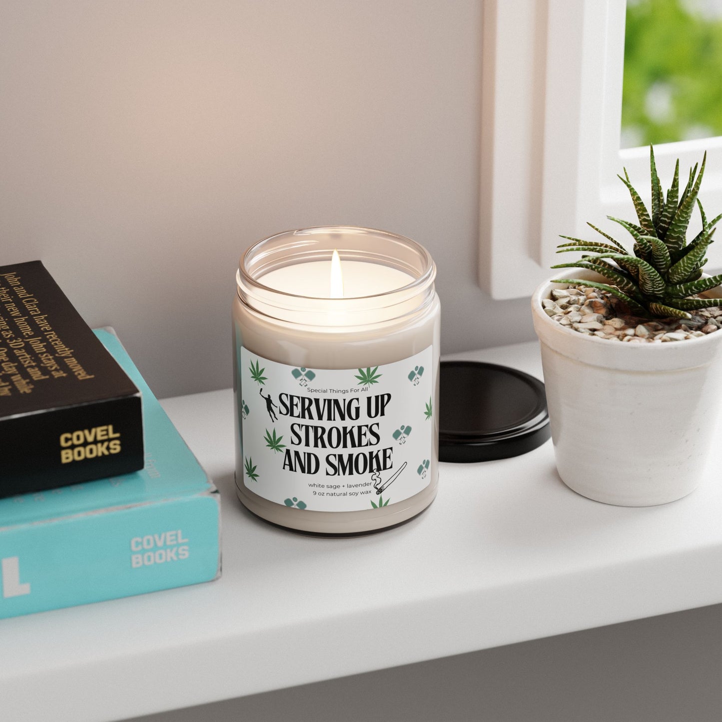 Pickleball and Pot Serving Up Strokes and Smoke Humorous Candle