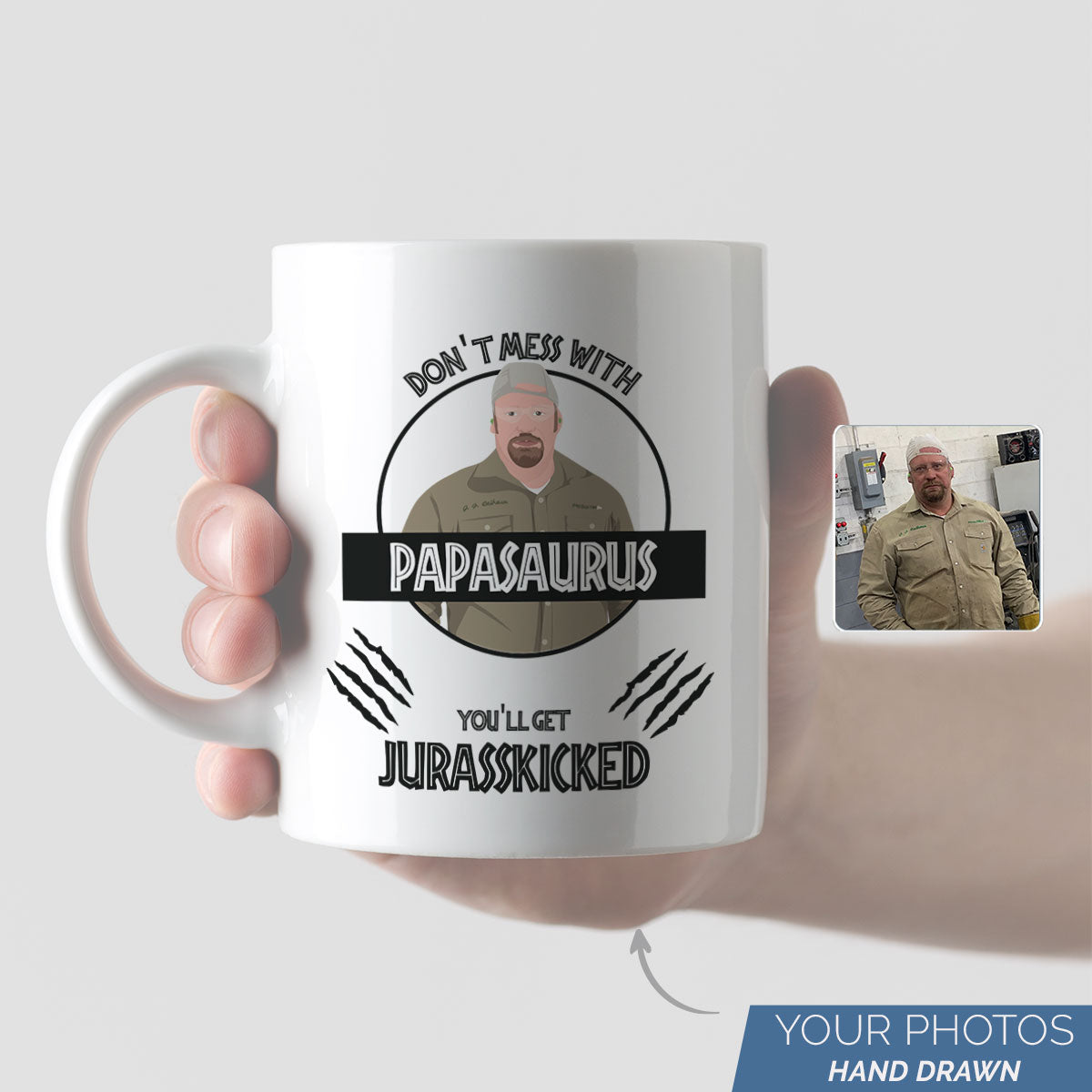 Don't Mess with Papasaurus Dad Mug Personalized