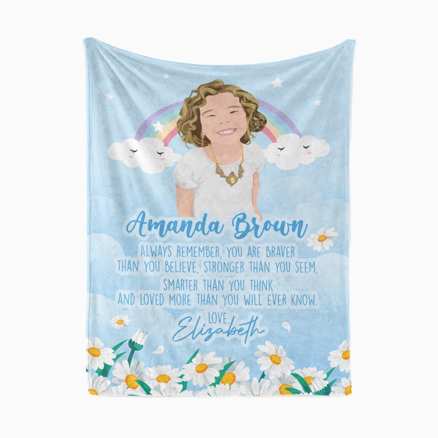 Custom Blanket To My Granddaughter Personalized Hand Drawn Throw from photo for Valentine's Day