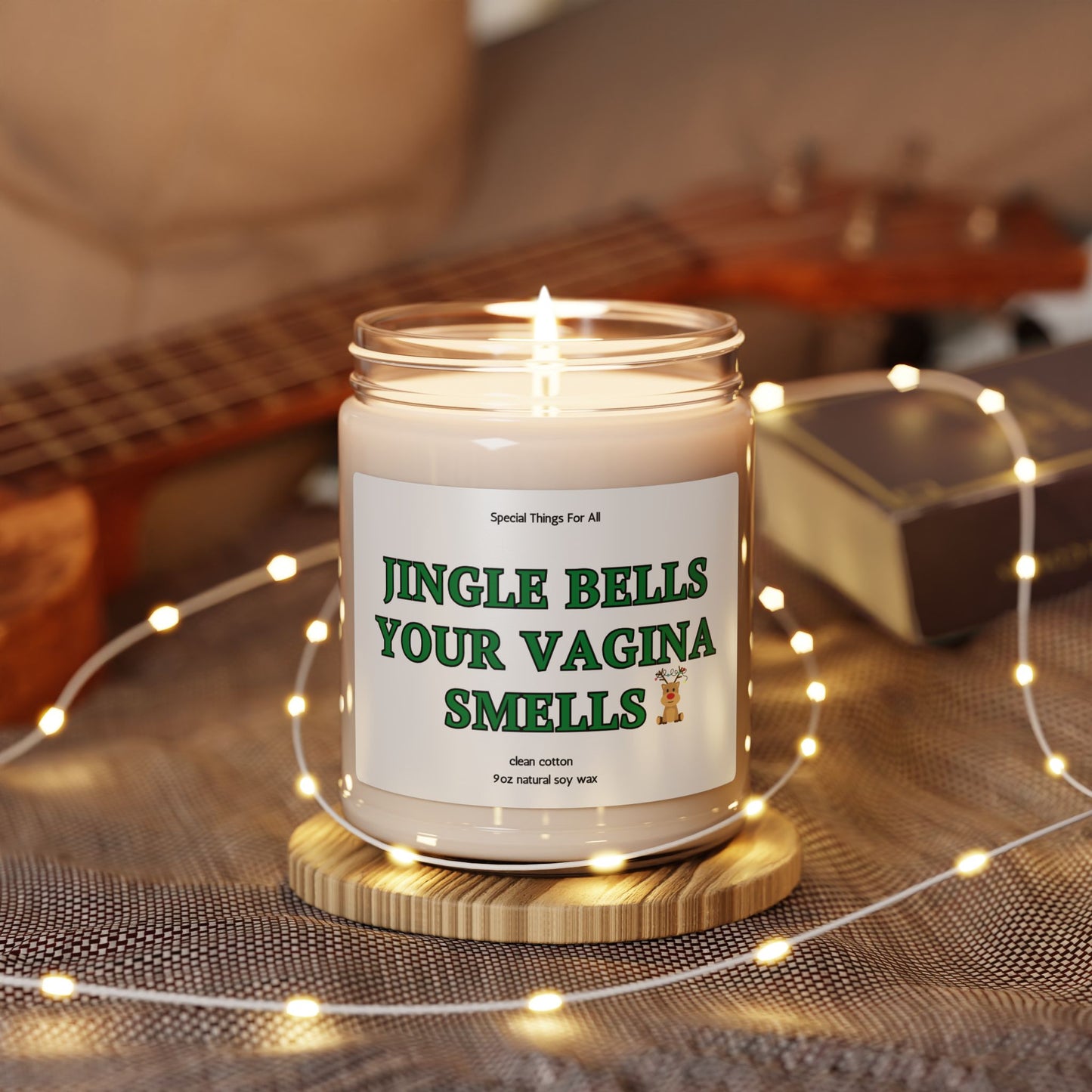 Jingle Bells Your Vagina Smells Glass Candle