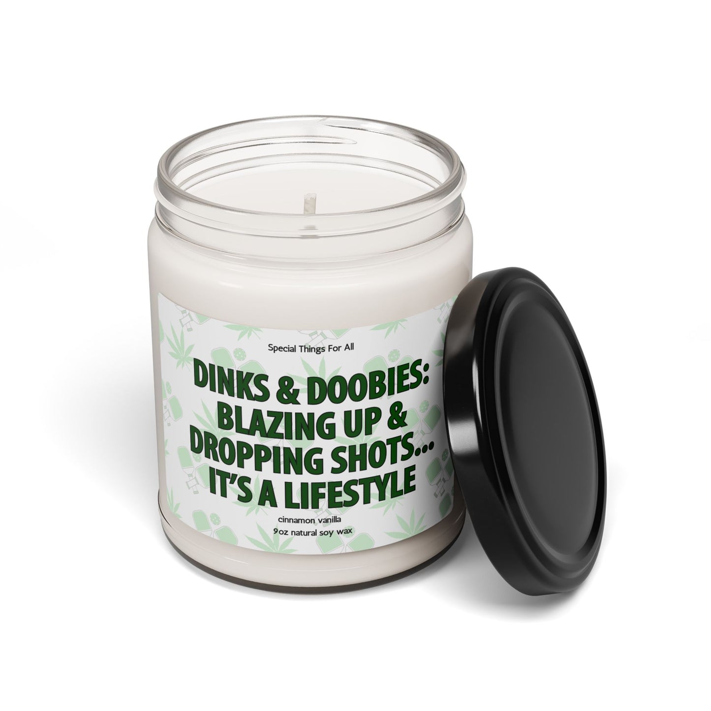 Dinks & Doobies Blazing Up & Dropping Shots Pickleball and Pot Humorous Candle