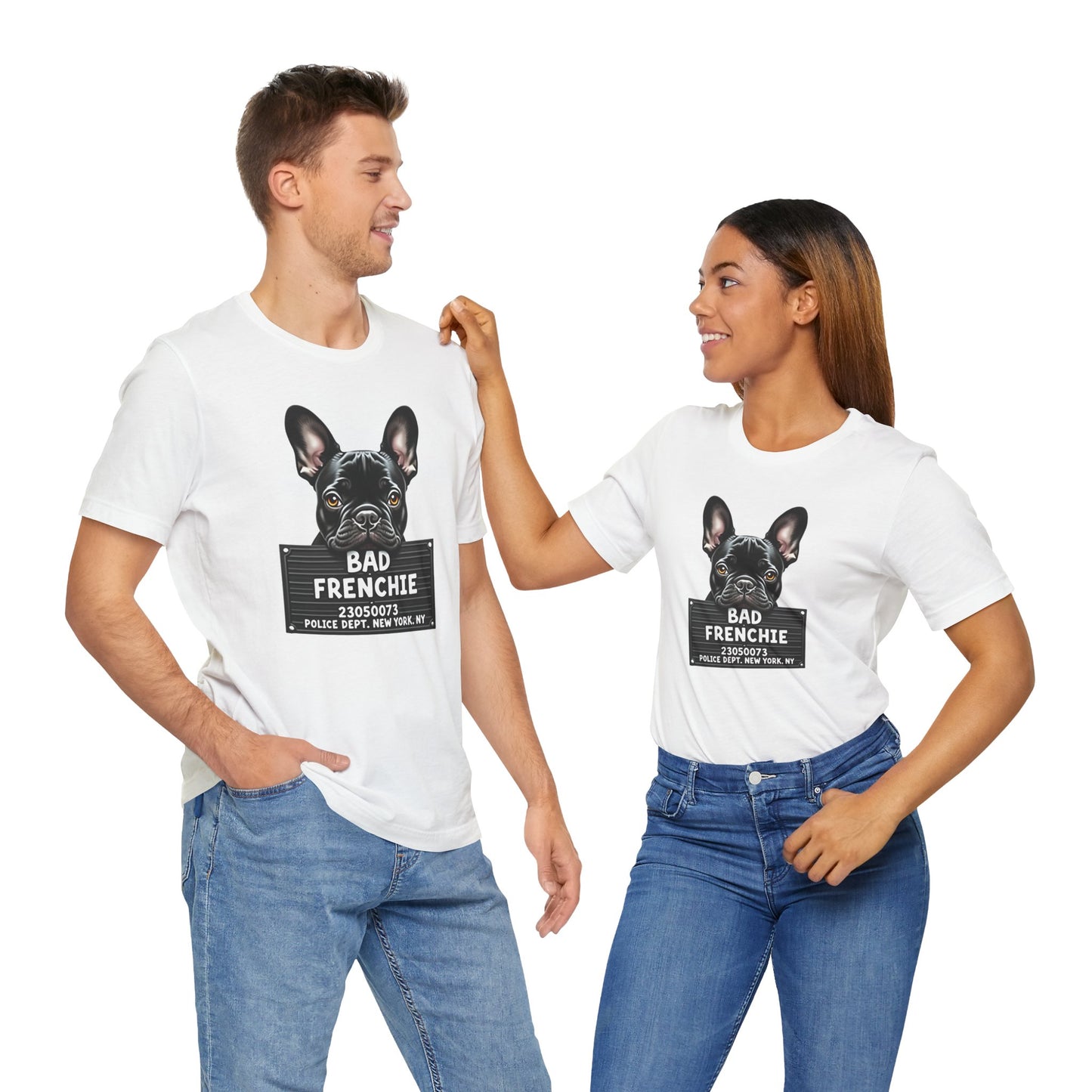 Funny Bad Frenchie Mugshot T-Shirt