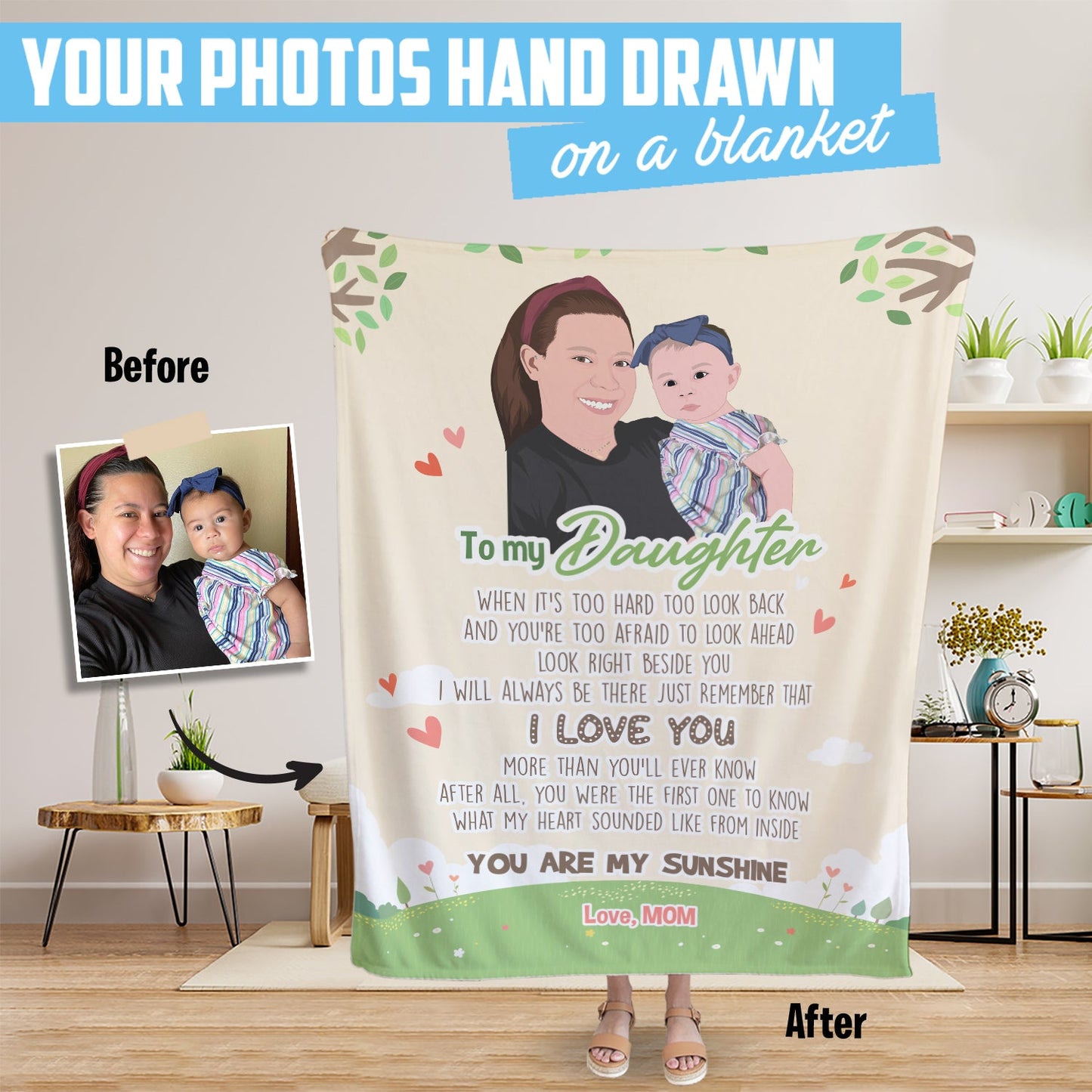 Personalized To My Daughter Blanket Love Mom