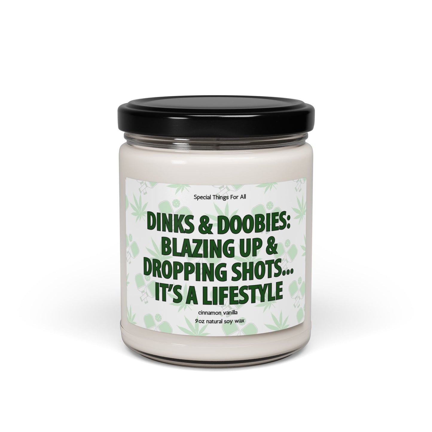 Dinks & Doobies Blazing Up & Dropping Shots Pickleball and Pot Humorous Candle