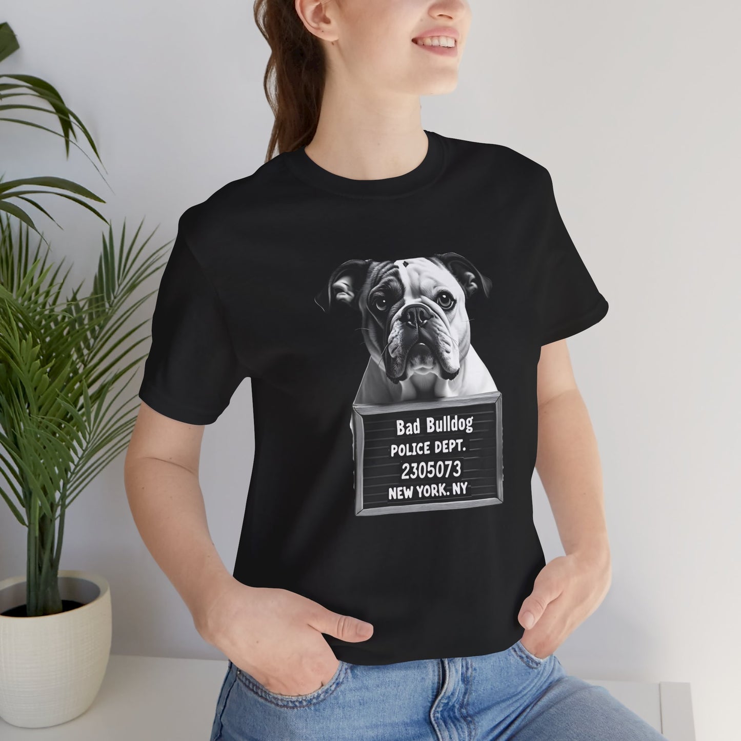 Funny Bad Bulldog Mugshot T-Shirt