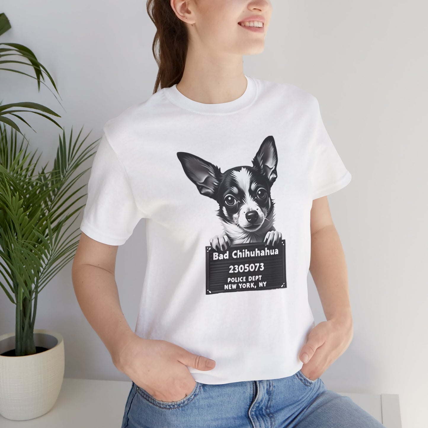 Funny Bad Chihuahua Mugshot T-Shirt