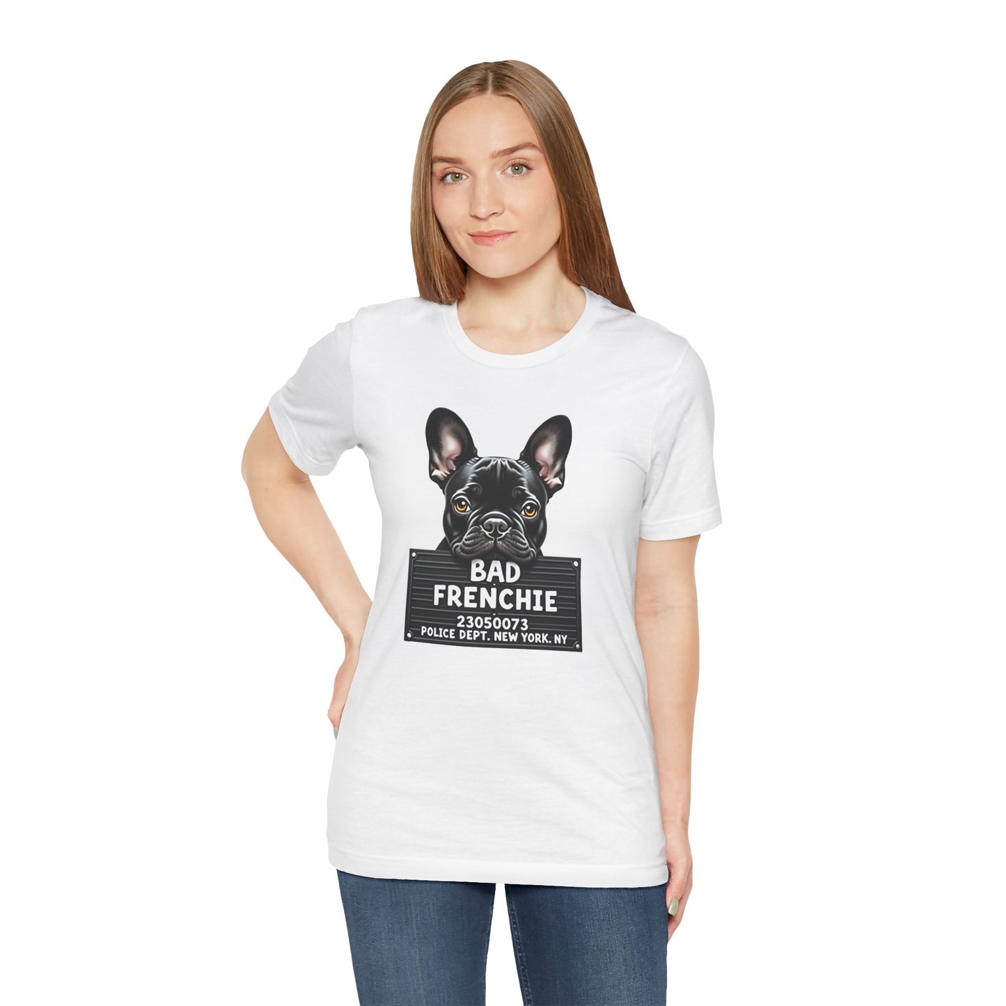 Funny Bad Frenchie Mugshot T-Shirt