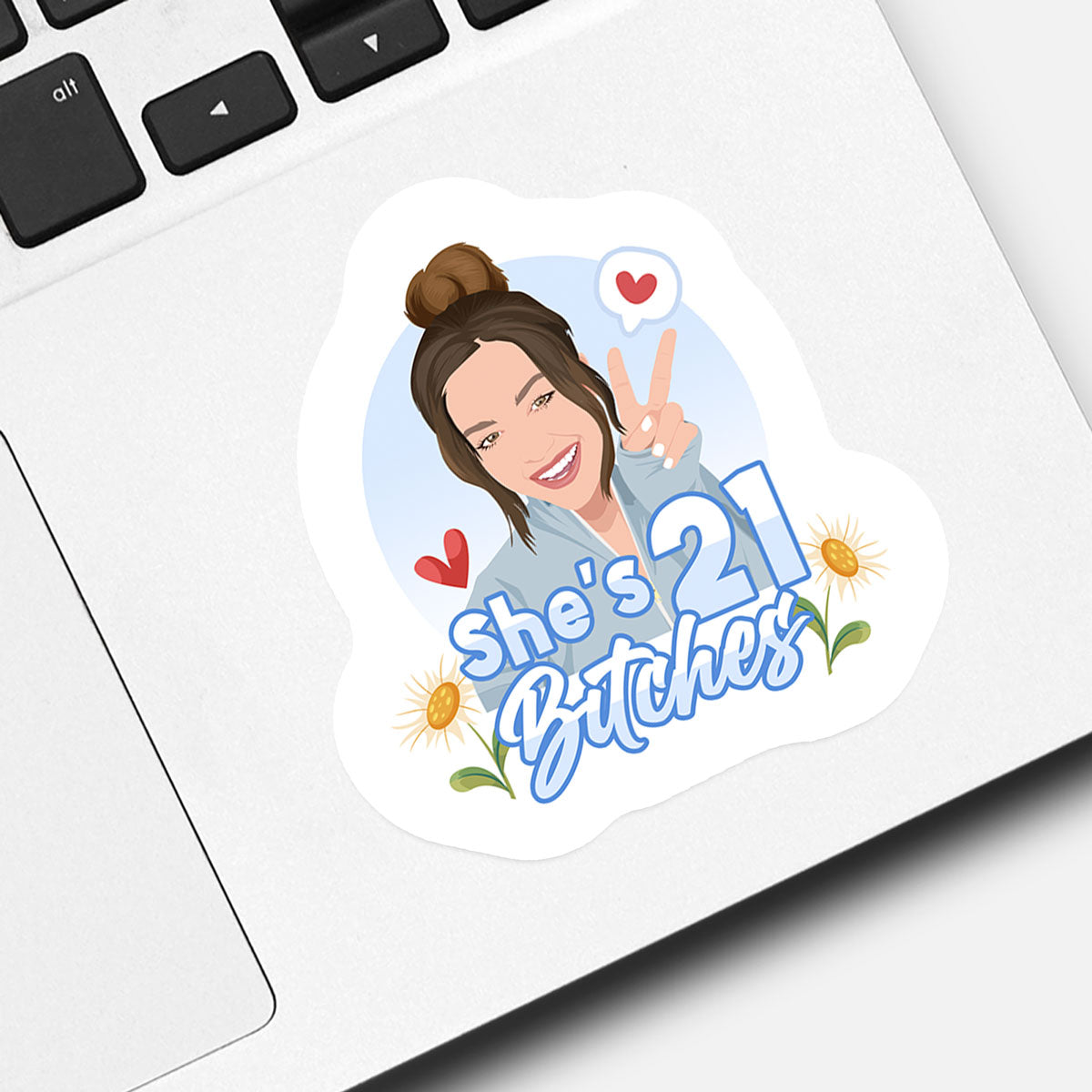 Cute She's 21 Bitches  Birthday Stickers